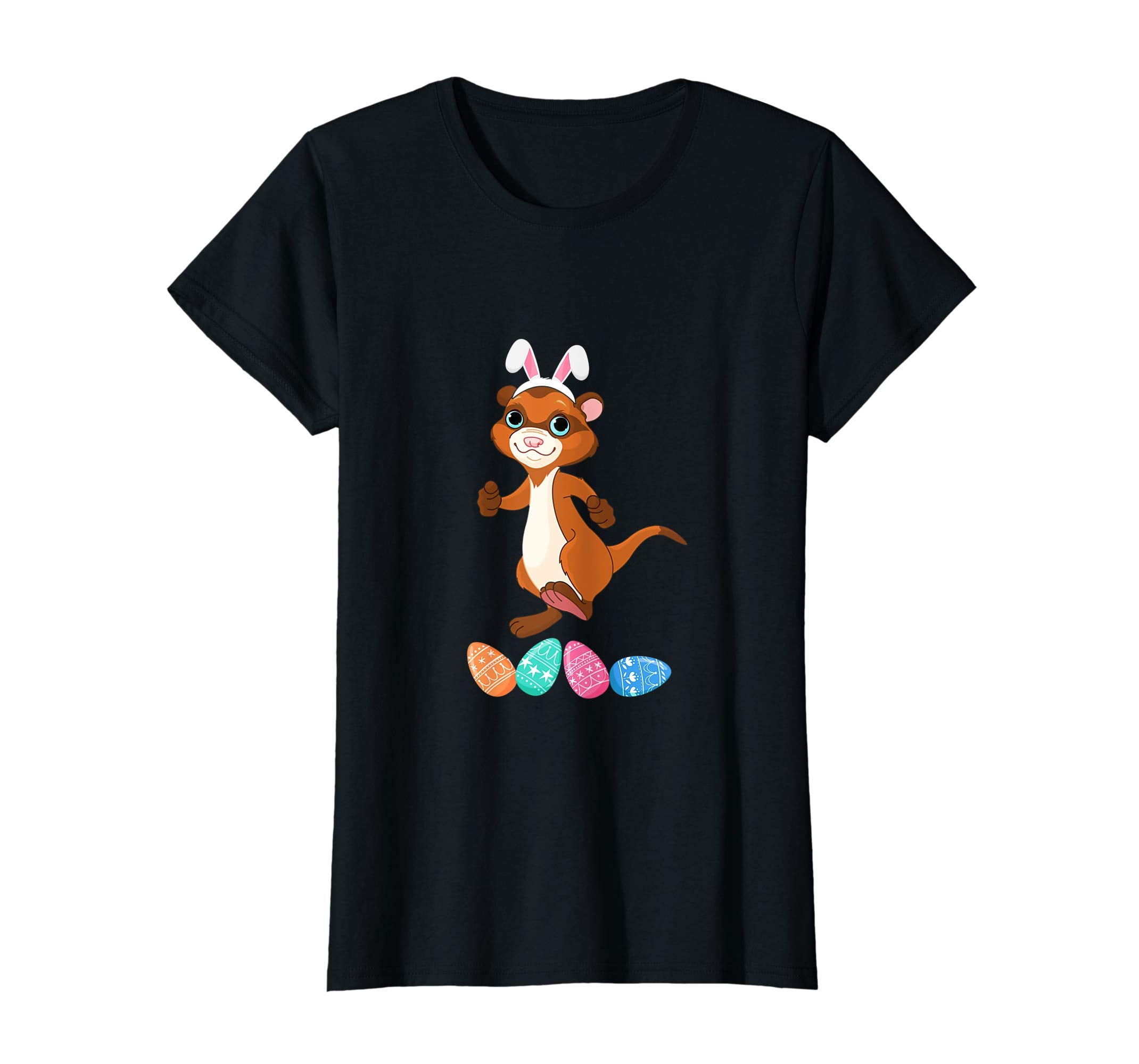 Funny Easter Ferret With Bunny Ears And Eggs T Shirt