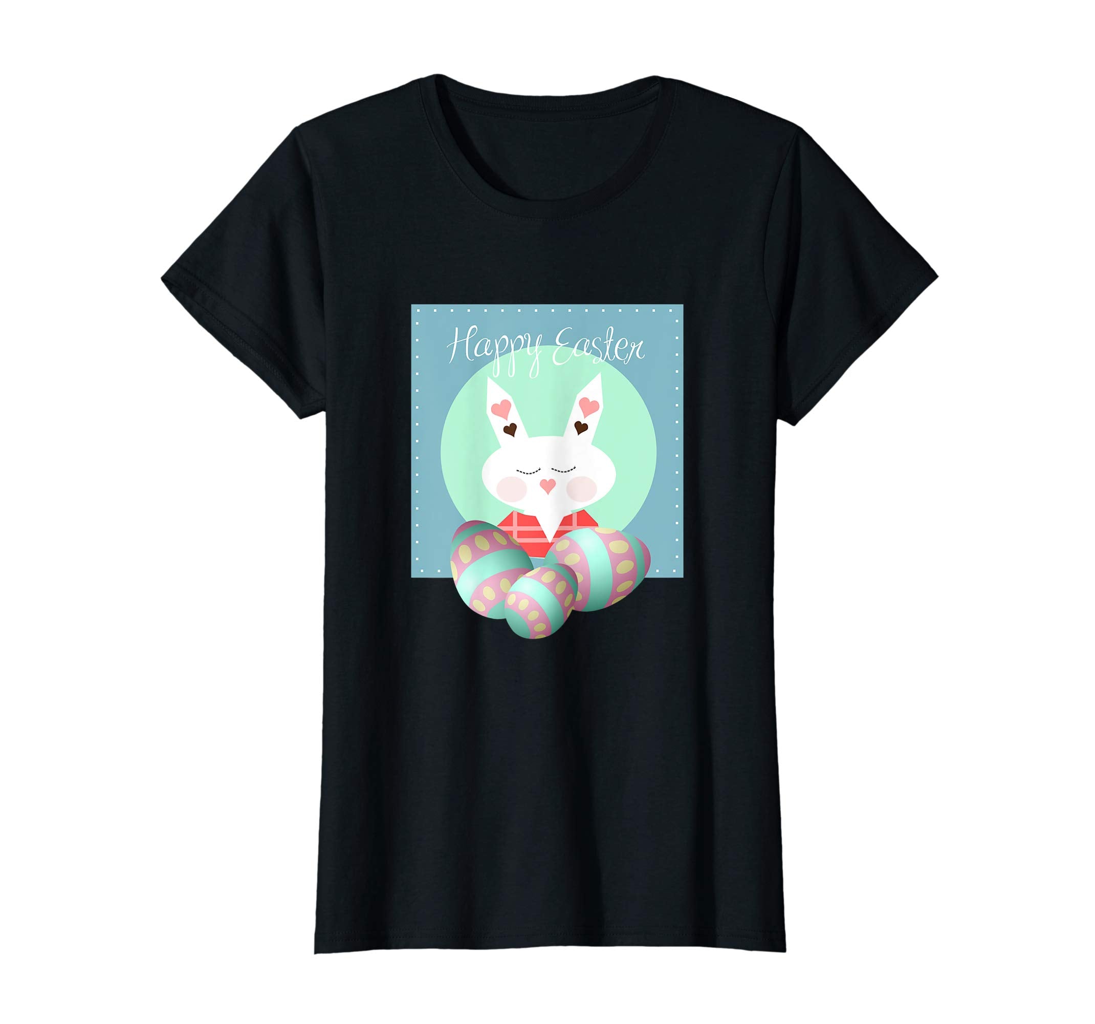 Happy Easter Bunny Tee Shirt With Easter Eggs Tee