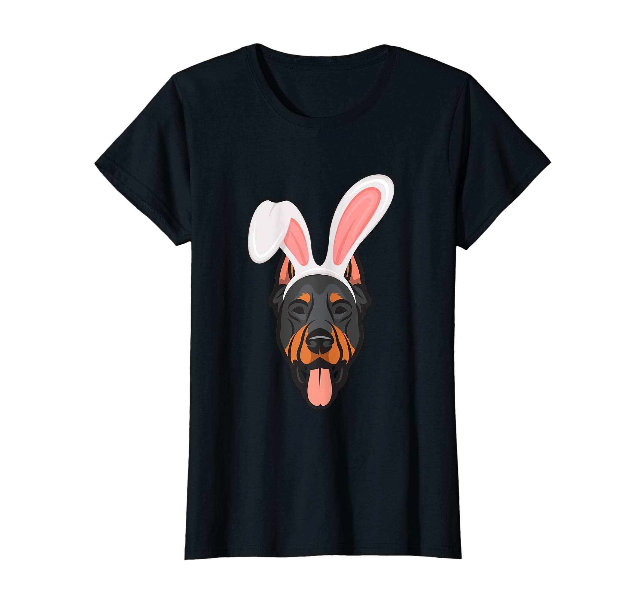 Dobermann Dressed As Easter Bunny With Rabbit Ears T-Shirt