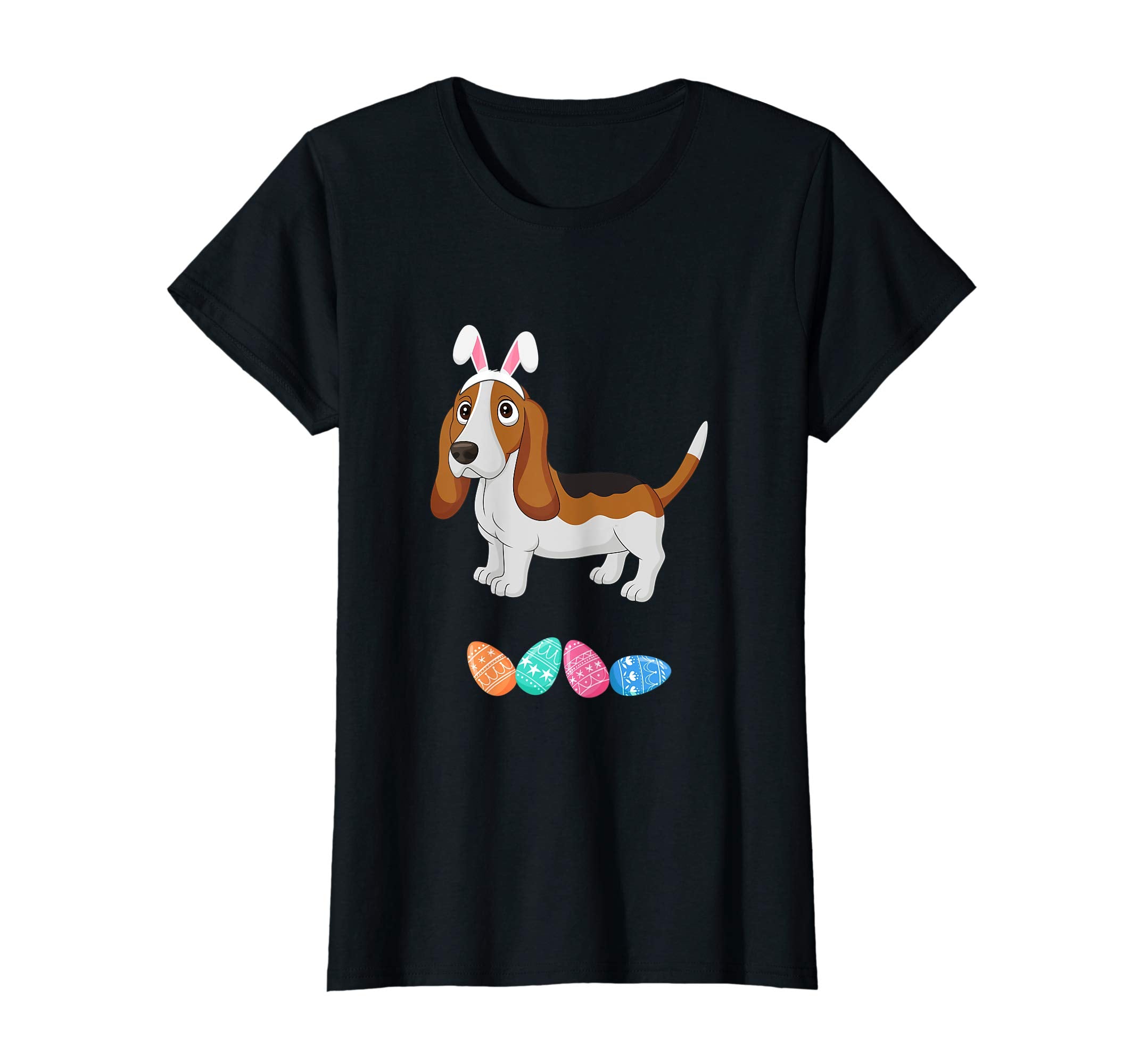 Funny Easter Basset Hound With Bunny Ears And Eggs T Shirt
