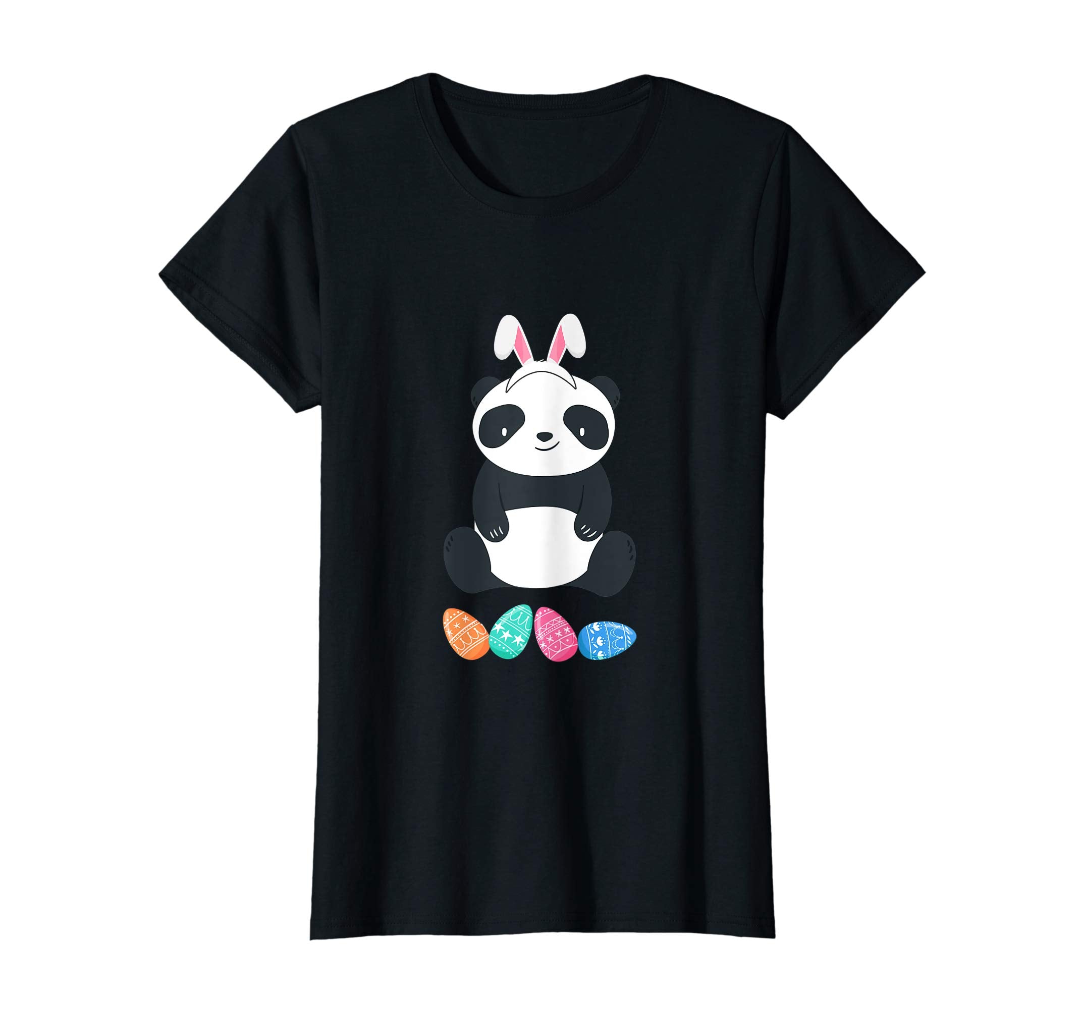 Funny Easter Panda With Bunny Ears And Eggs T Shirt