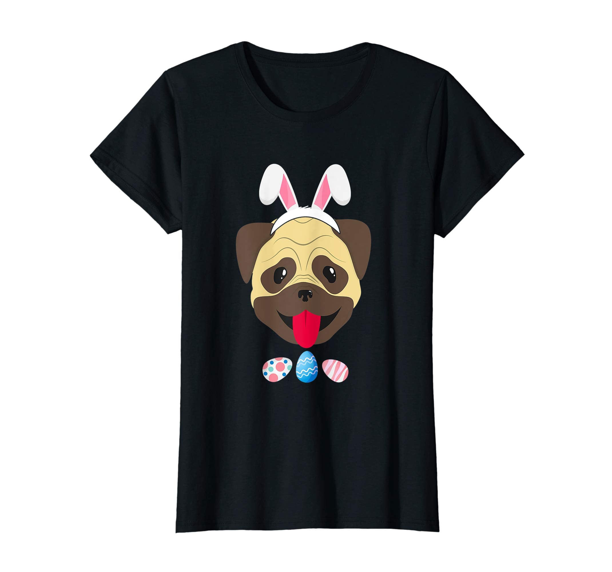 Funny Easter Pug With Bunny Ears And Eggs T Shirt