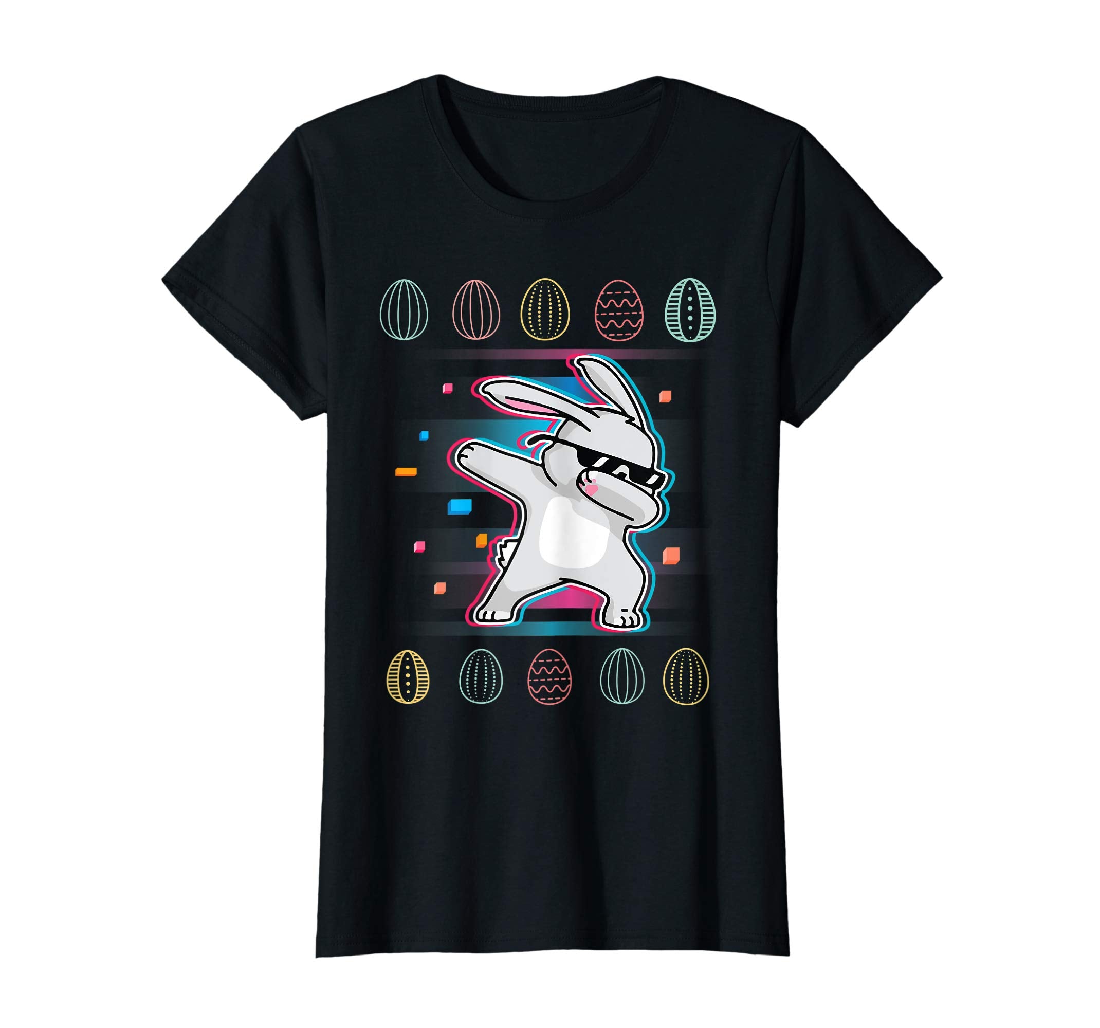 Neon Vintage Rabbit Bunny Dabbing Around Easter Eggs Shirt