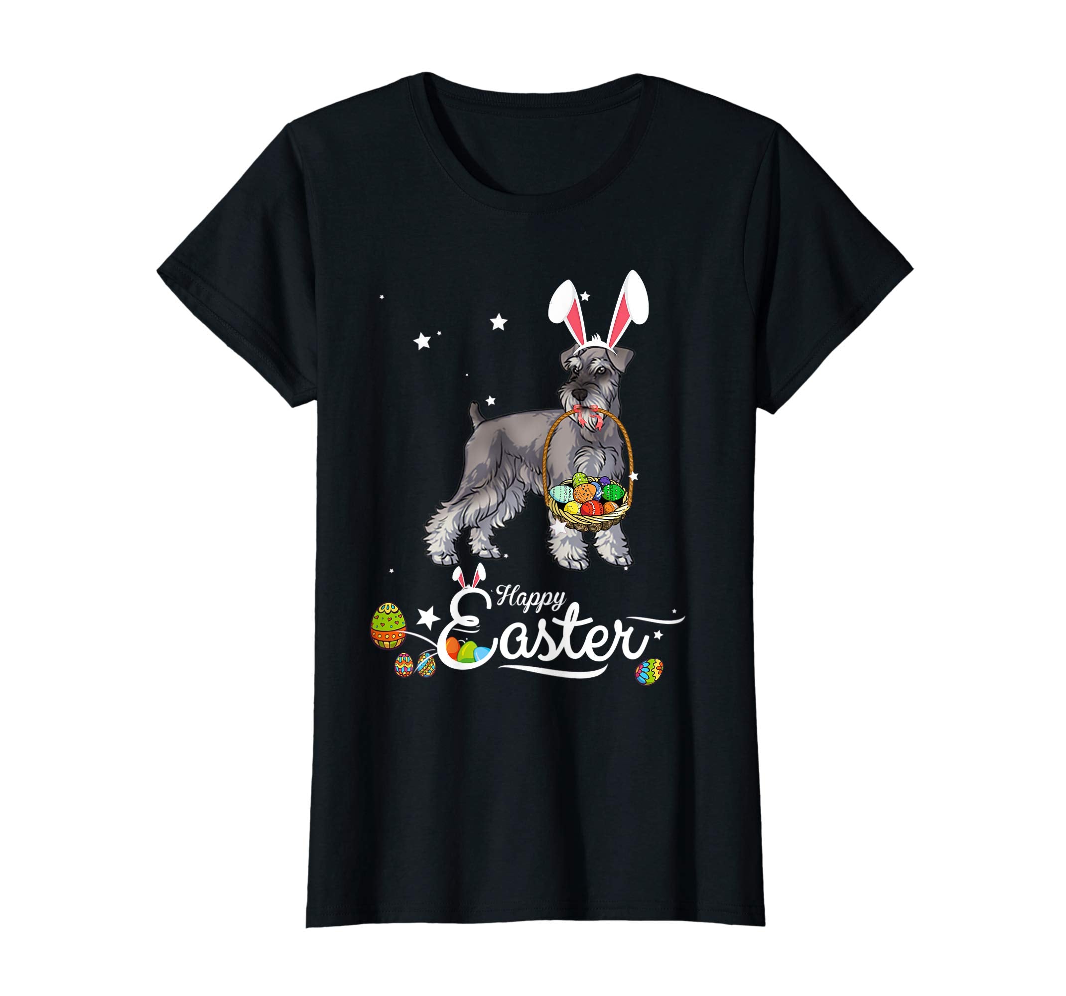 Miniature Schnauzer Dog With Bunny Hat Easter Costume Shirt
