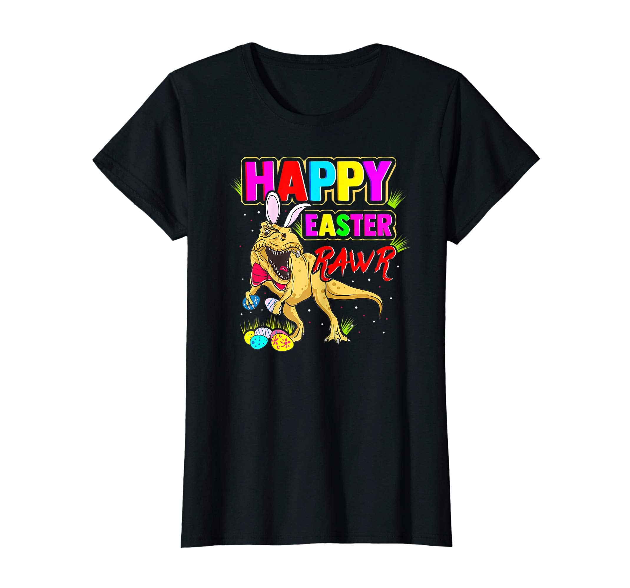 T-Rex Dinosaur Easter Bunny Shirt Kids School Eggs Rawr