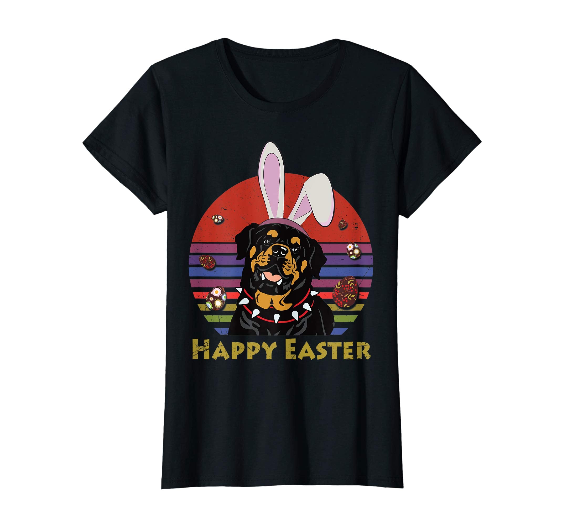 Rottweiler With Bunny Headband Happy Easter Tshirt Gifts