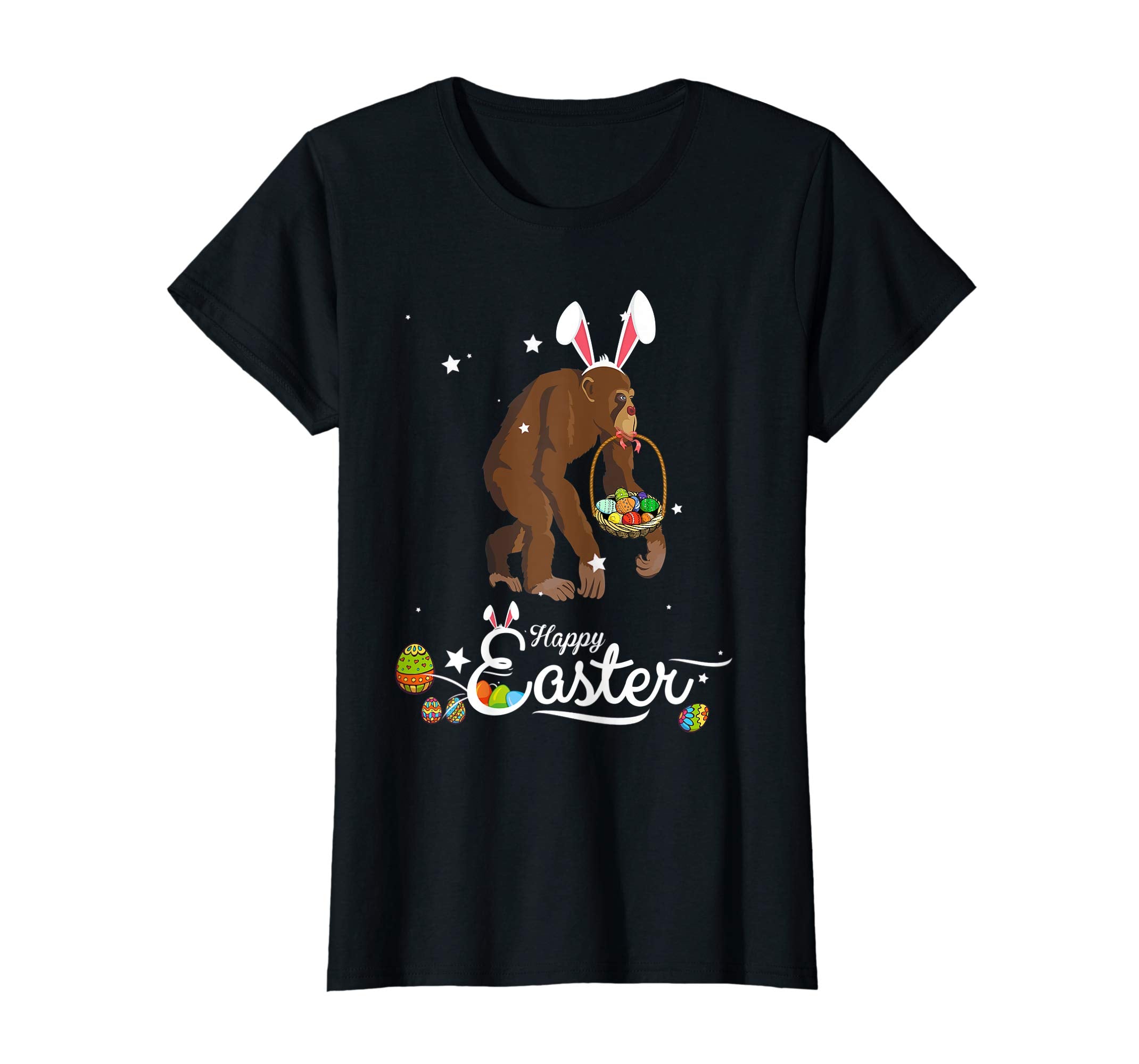 Cute Easter Monkey with Bunny Ears and Eggs T Shirt