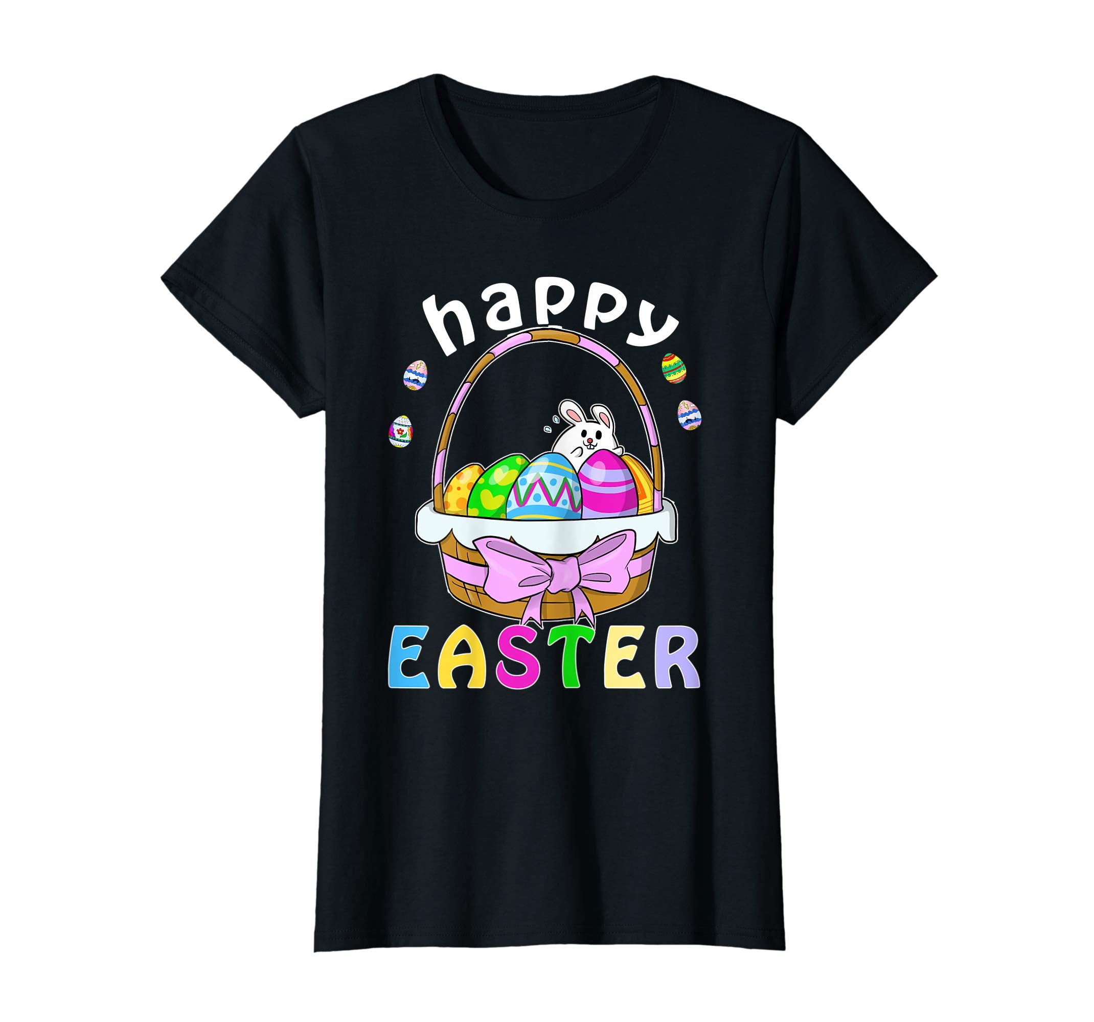 Happy Easter T-Shirt with Bunnies Eggs Flowers