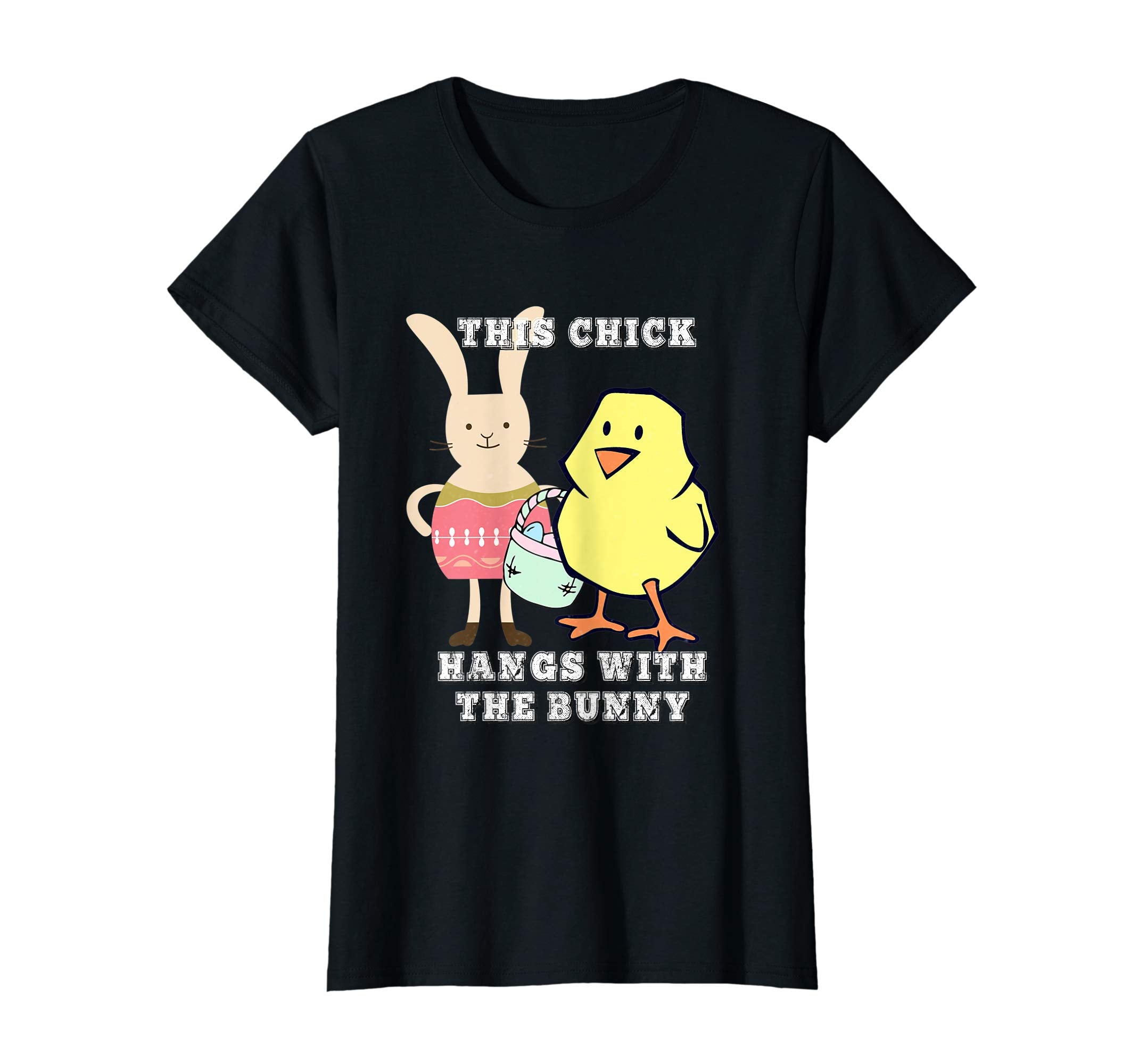 Womens This chick hangs with the bunny Easter T-shirt for women