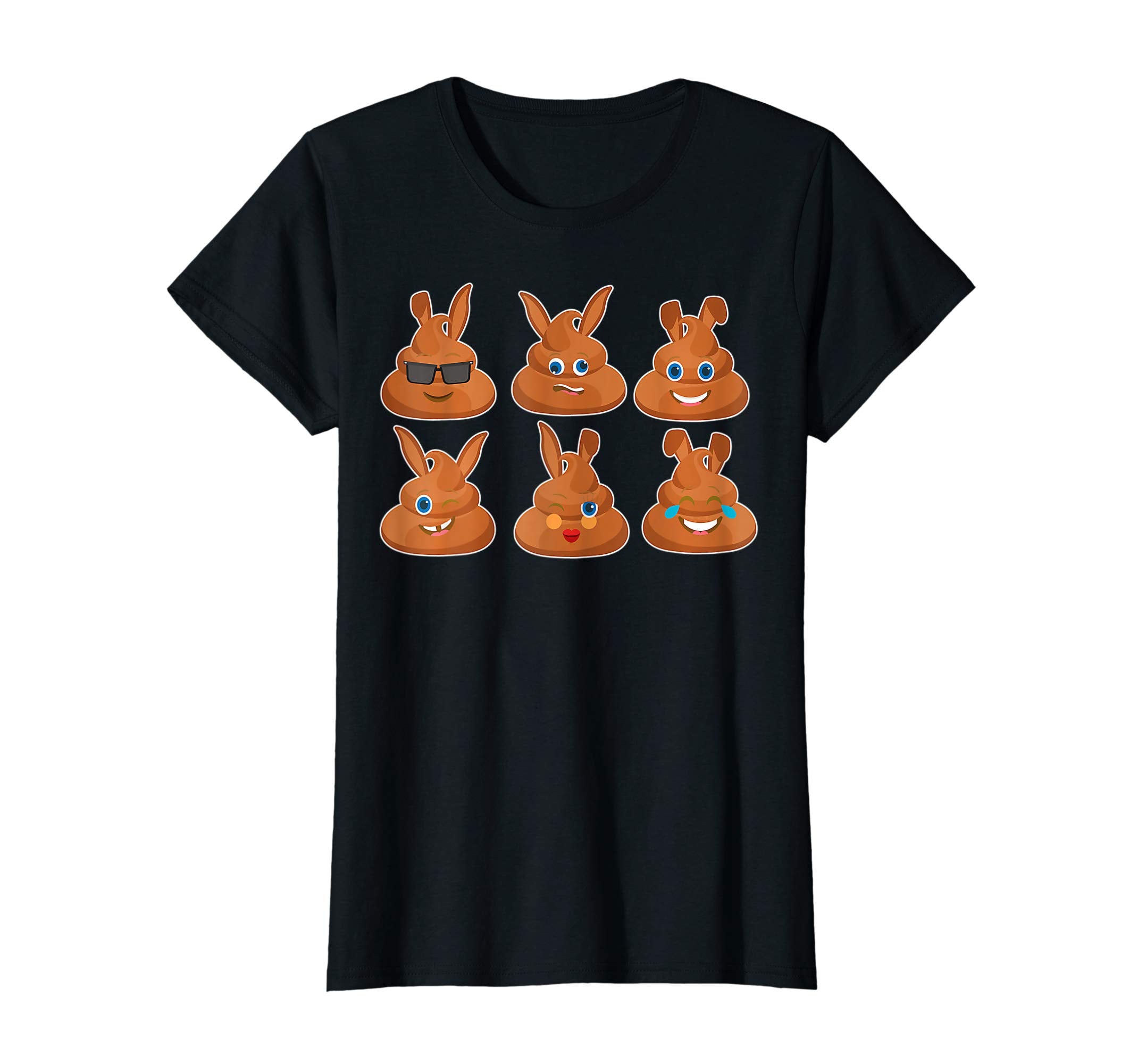 Cool Six Bunny Poops Emotion Faces Happy Easter Day Shirt