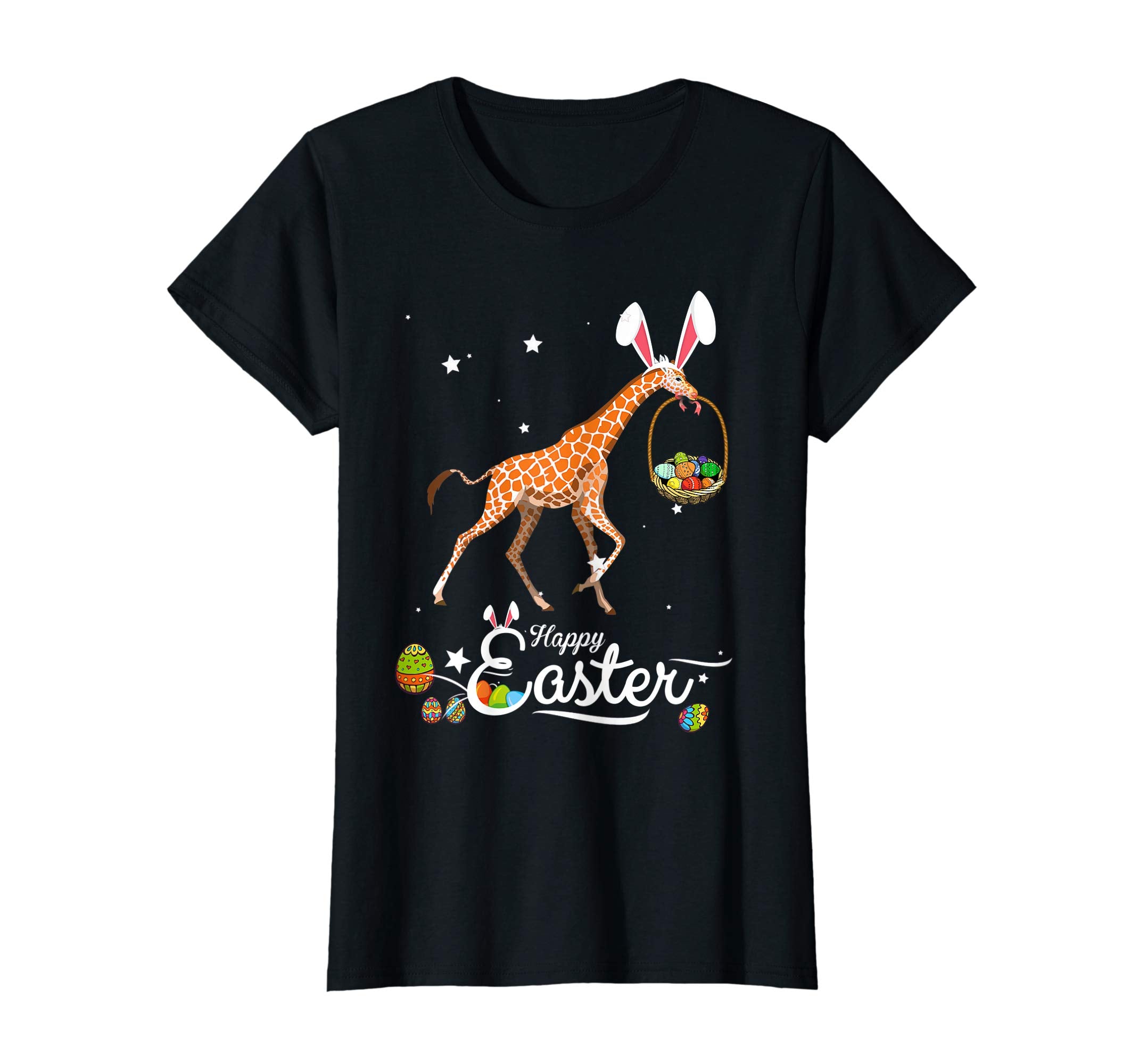 Cute Easter Giraffe with Bunny Ears and Eggs T Shirt
