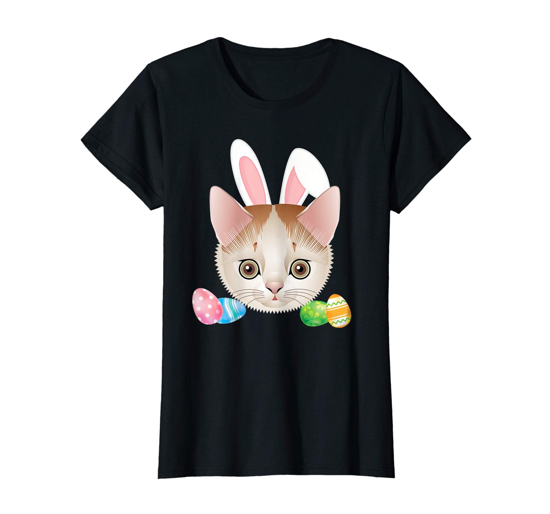 Cute Bunny Cat Face Easter Day Kitten Lovers T-Shirt Egg