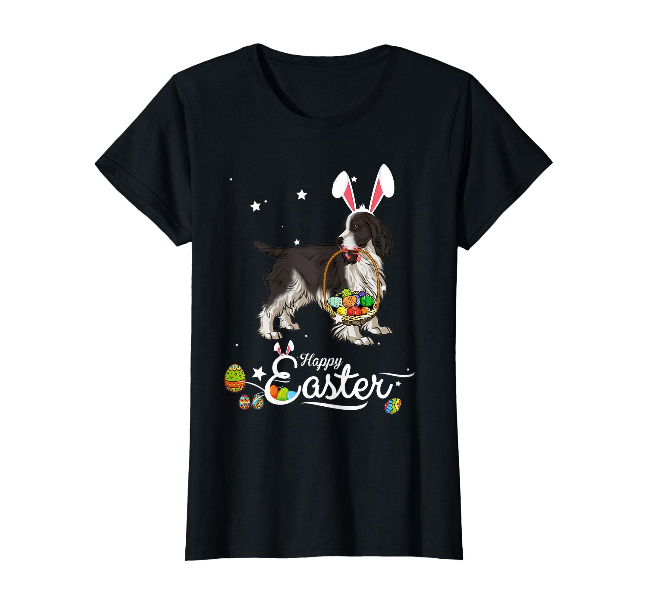Springer Spaniel Dog With Bunny Hat Easter Costume T Shirt