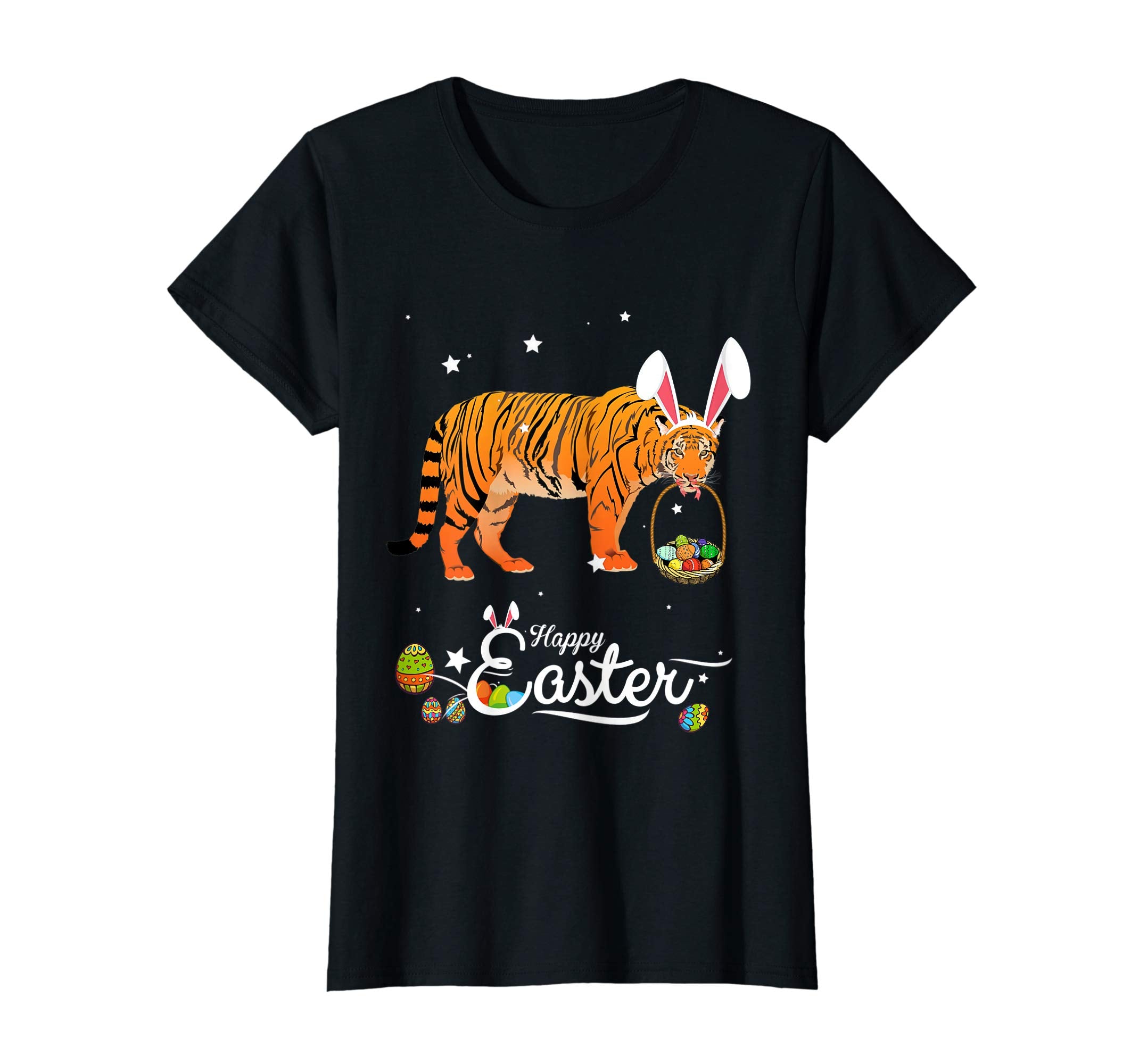 Cute Easter Tiger with Bunny Ears and Eggs T Shirt