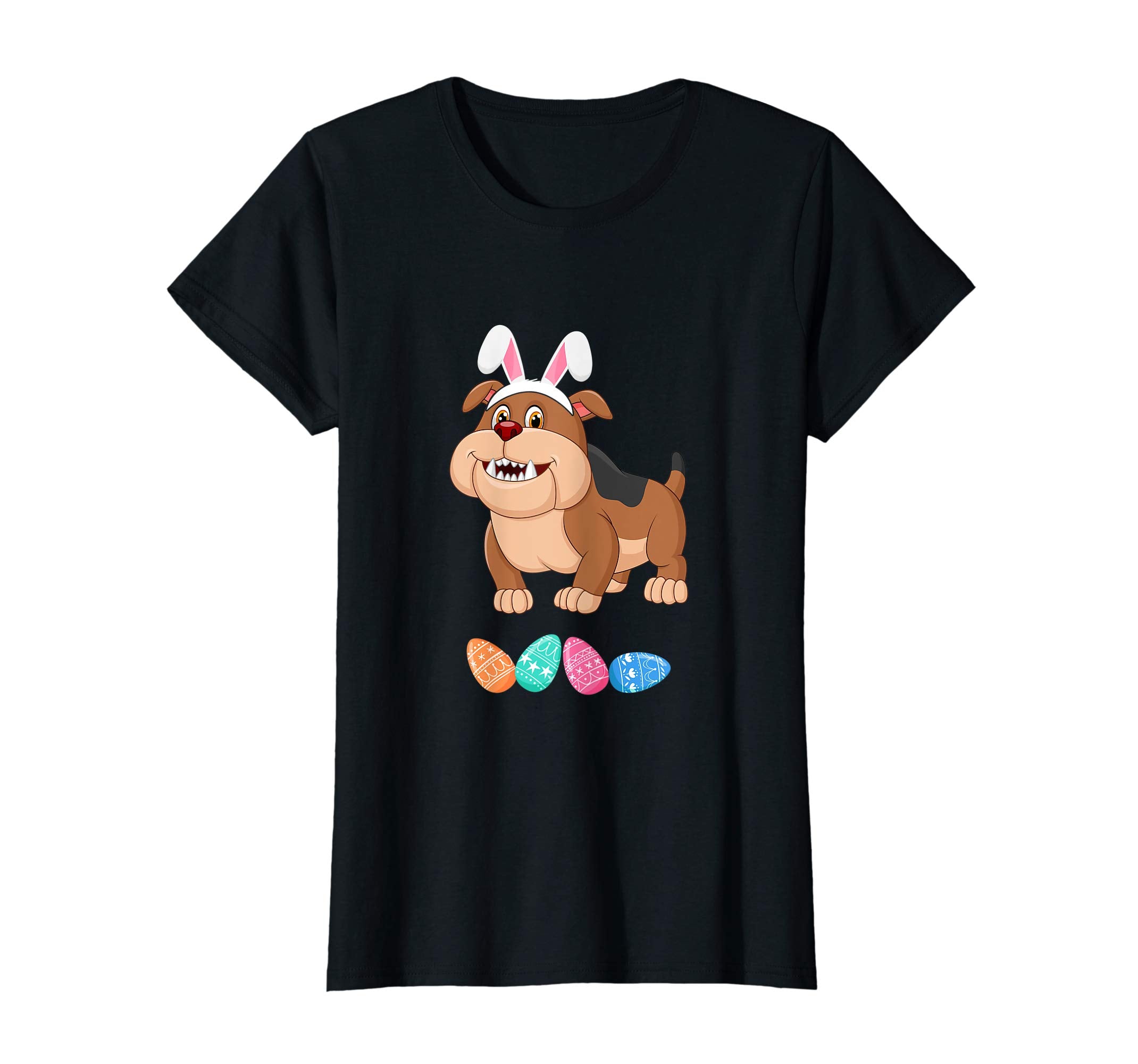 Funny Easter Bulldog With Bunny Ears And Eggs T Shirt