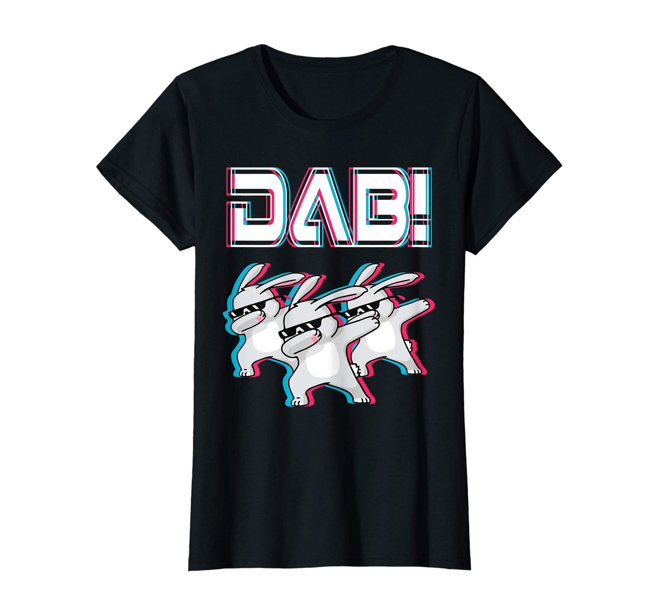 Light Retro Three Bunny Dabbing Dance Happy Easter Shirt DAB