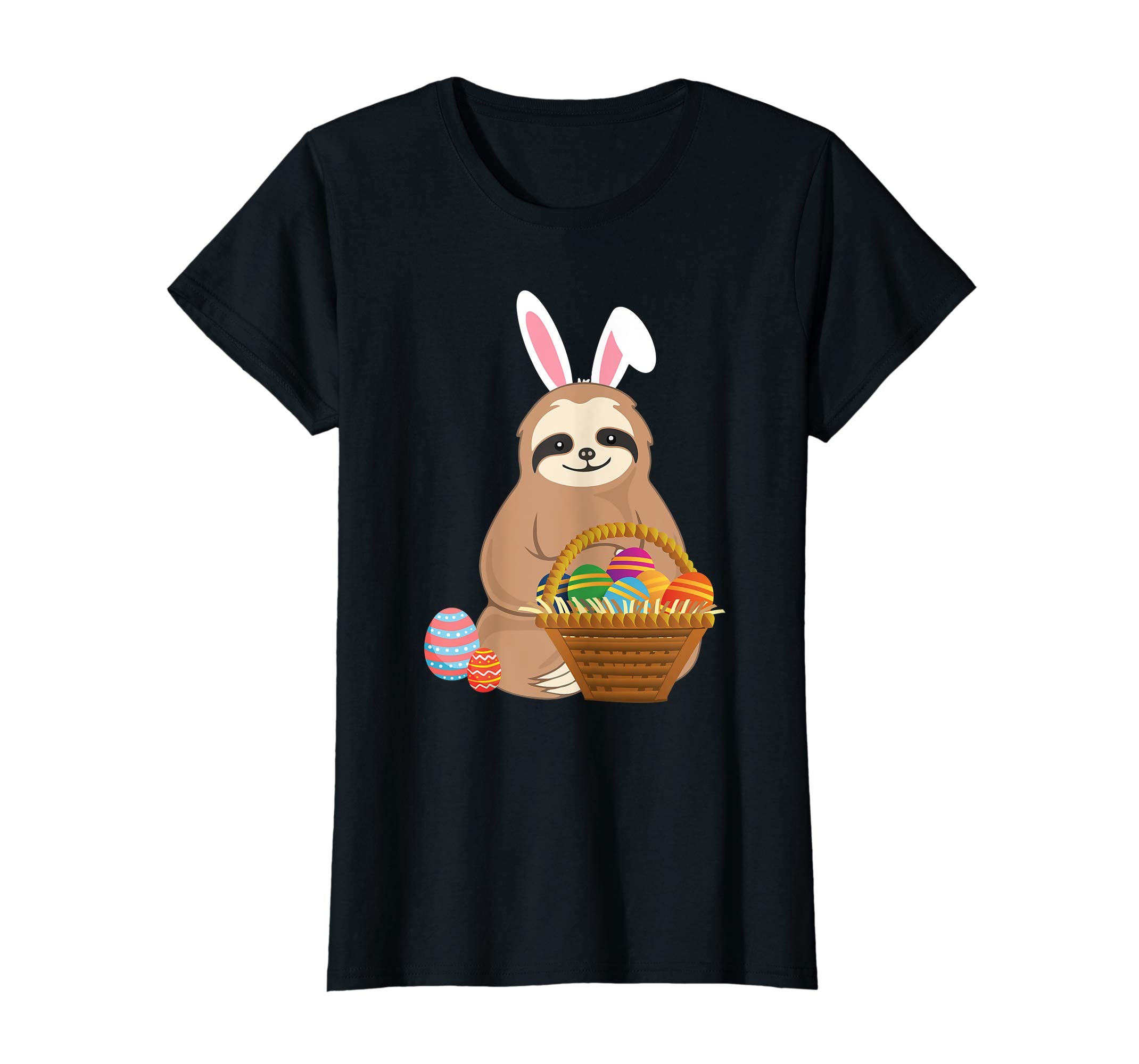 Easter Sloth T-Shirt Funny Sloth With Bunny Ears and Eggs