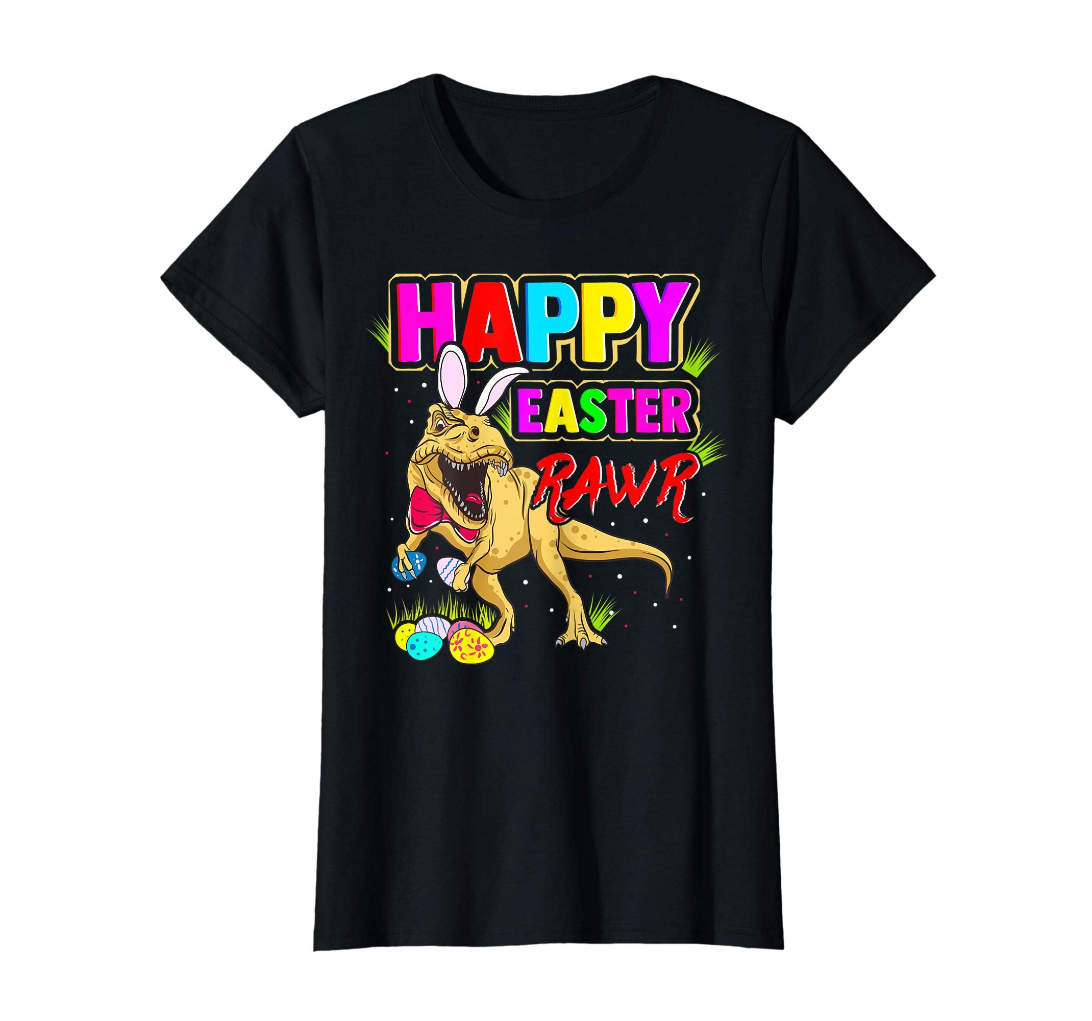 T-Rex Dinosaur Easter Bunny Shirt Kids School Eggs Rawr