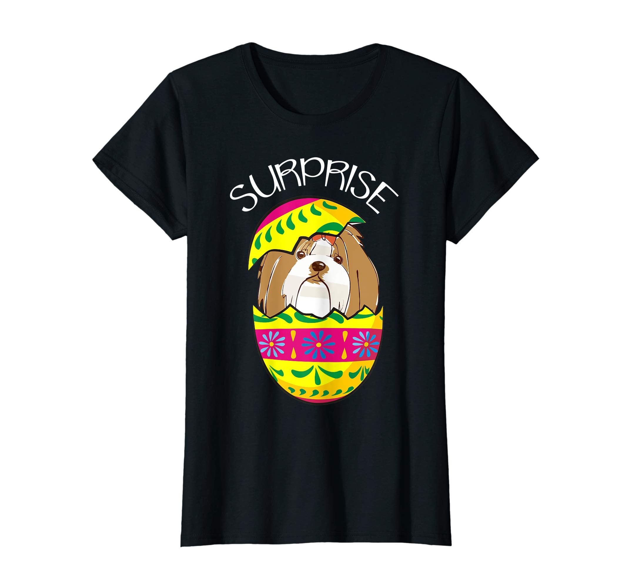 Funny Cute Puppy Lhasa Apso Hatches Easter Egg Easter Shirt