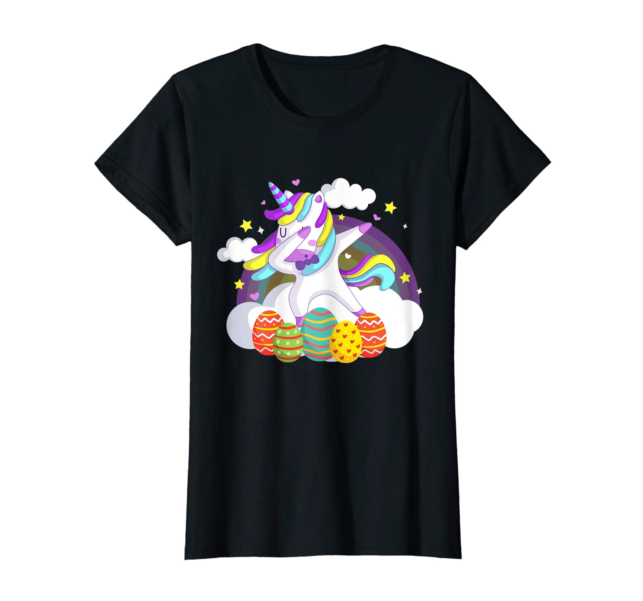 Unicorn Dabbing Rainbow Easter Bunny T-Shirt for Kids Girls