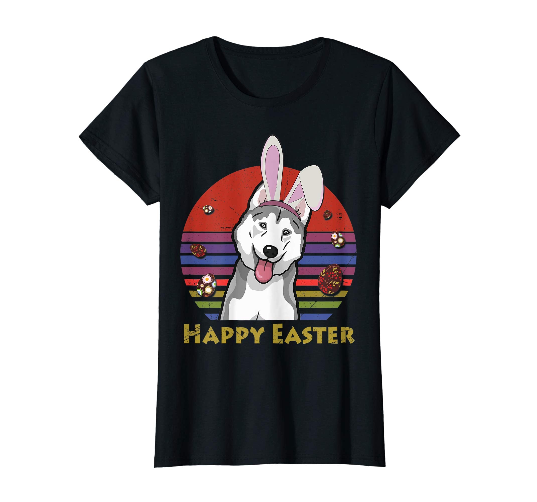 Siberian Husky With Bunny Headband Happy Easter Tshirt Gifts