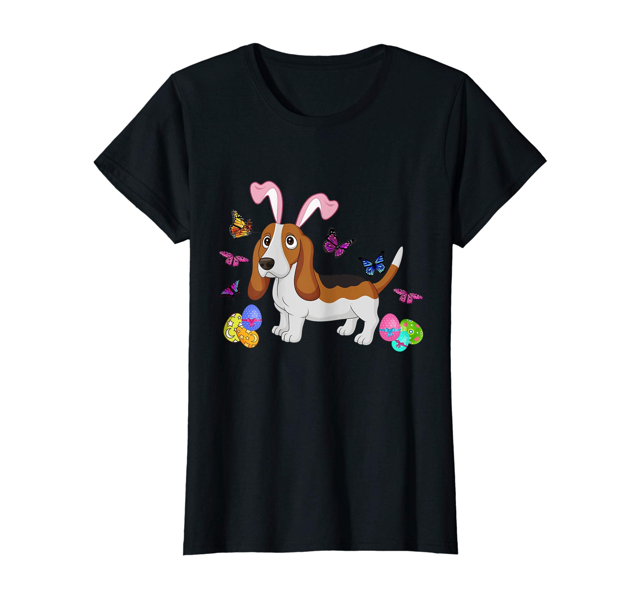 Basset Hound Bunny Rabbit Happy Easter Day T-Shirt
