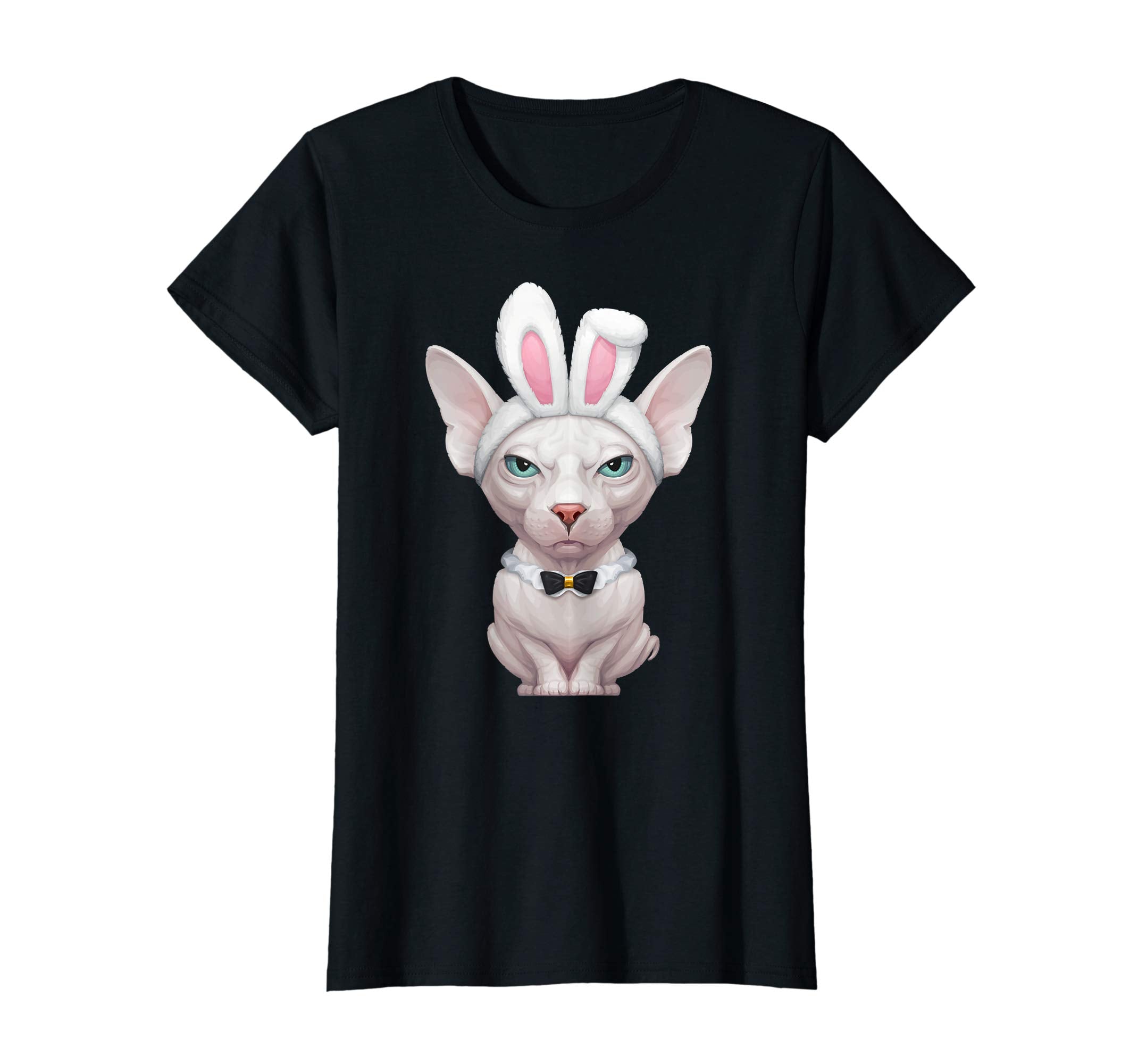 White Sphynx Cat in the Easter Bunny Costume T-Shirt