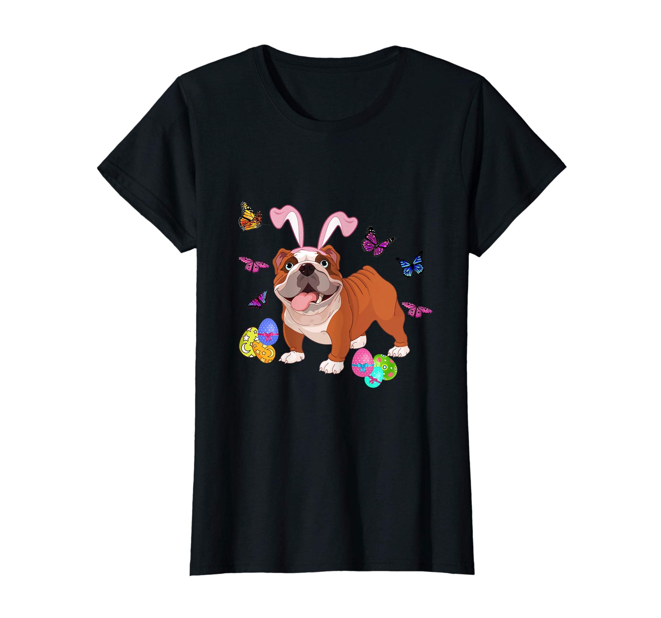 Bulldog Bunny Rabbit Happy Easter Day T-Shirt
