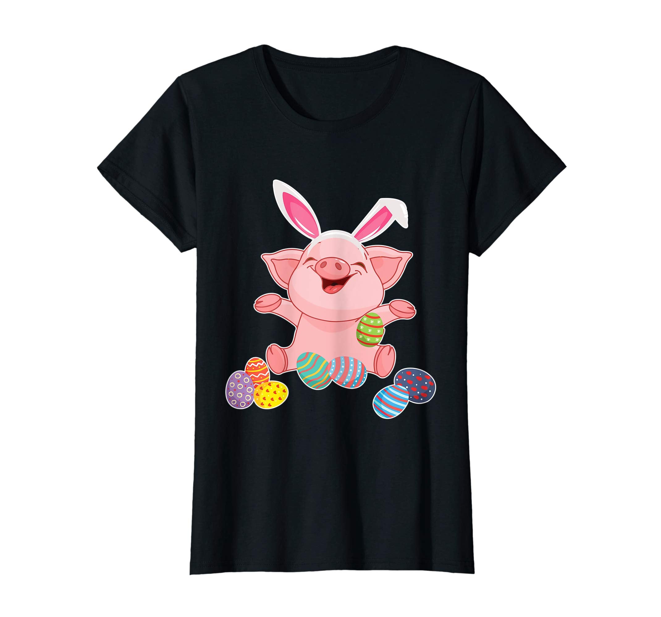 Pig And Bunny Rabbit Hat Playing Easter Eggs Happy Day Shirt