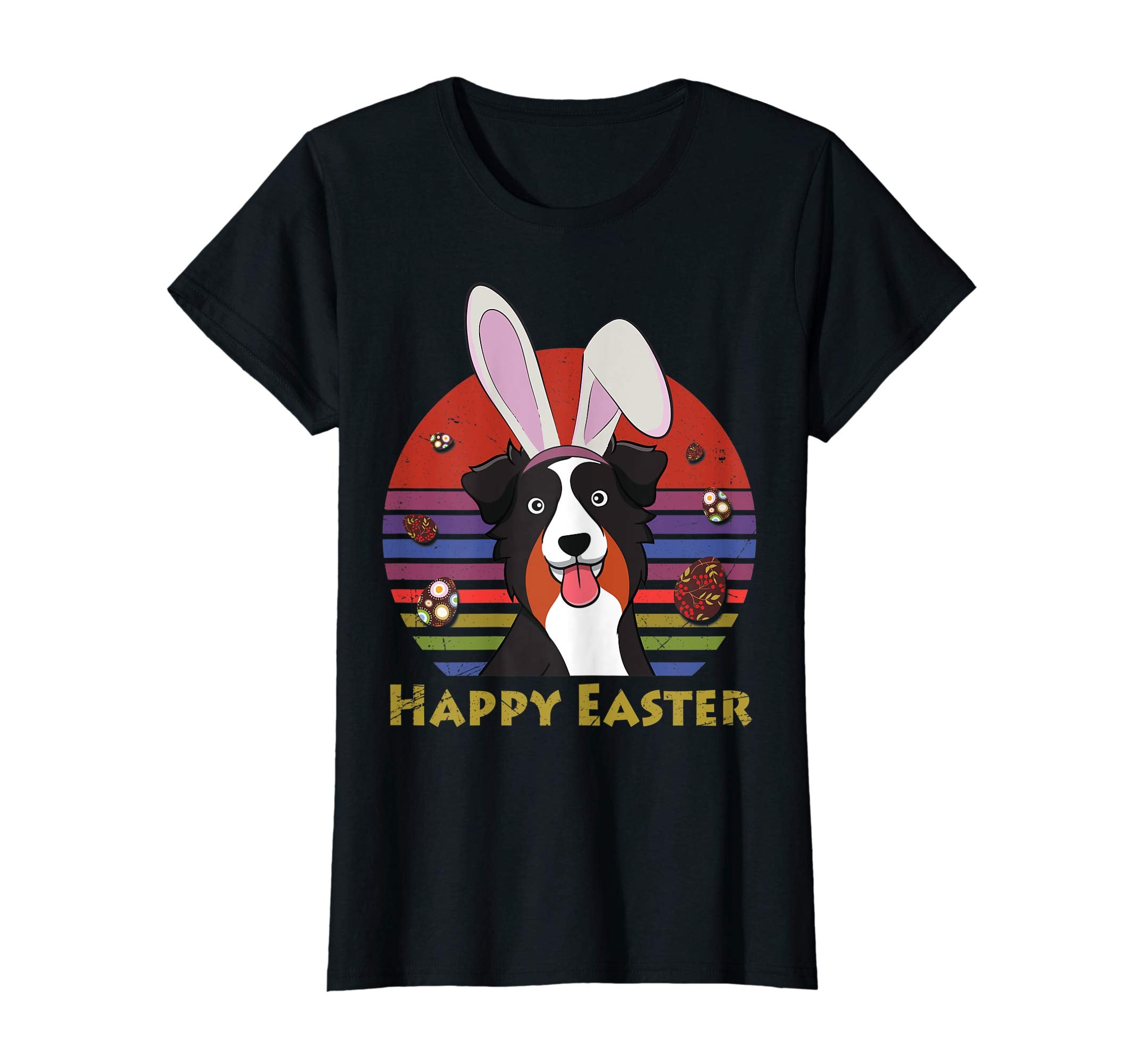 Australian Shepherd With Bunny Headband Happy Easter Tshirt