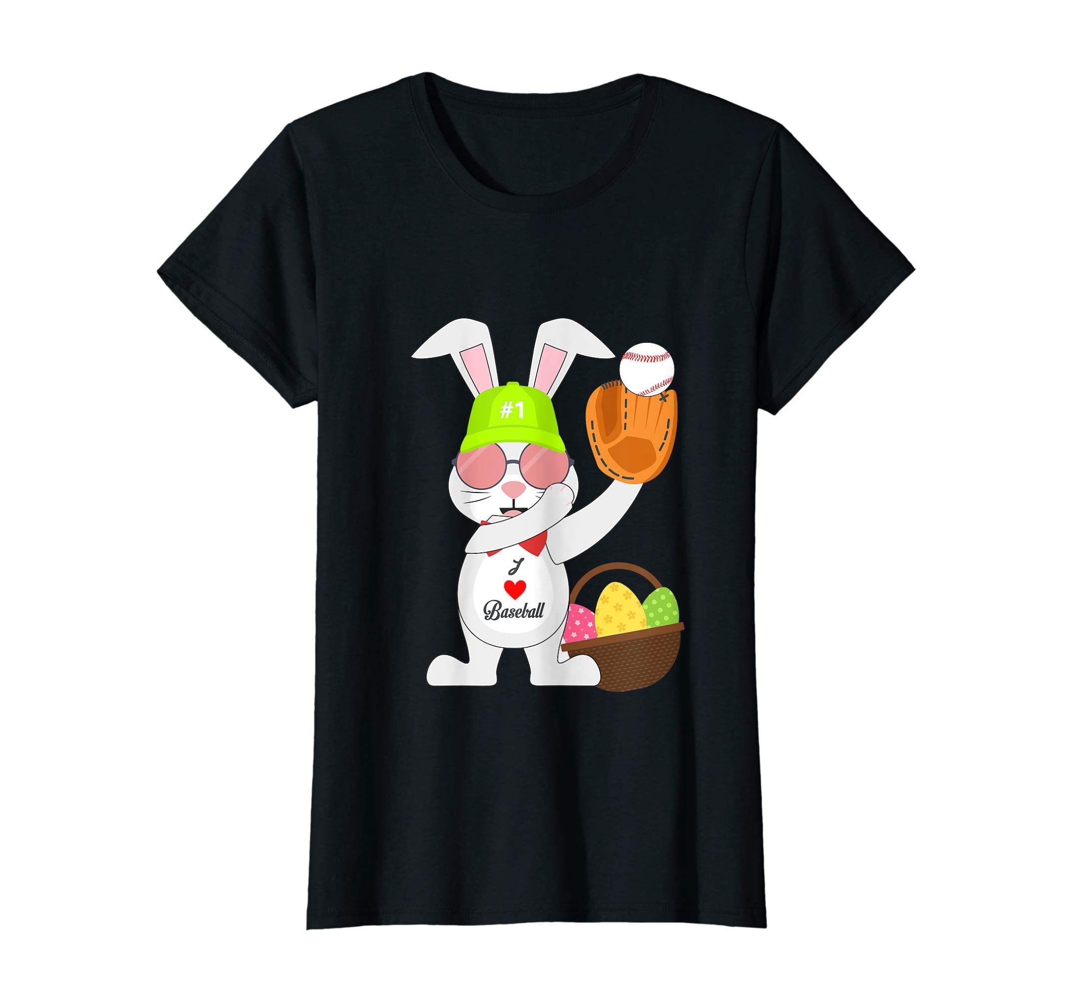 Baseball Easter Bunny Eggs & Basket Childrens Tshirt