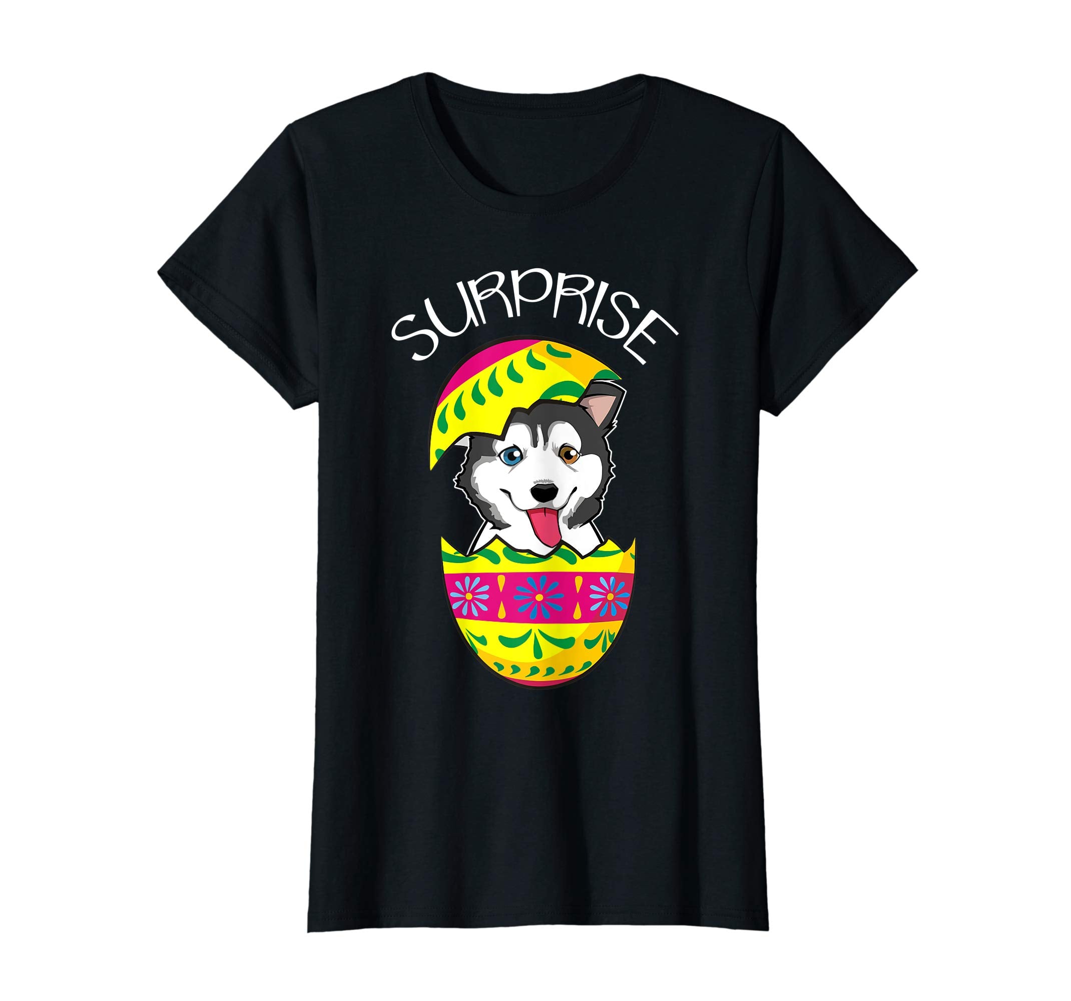 Cute Puppy Siberian Husky Hatches Easter Egg Easter T-Shirt