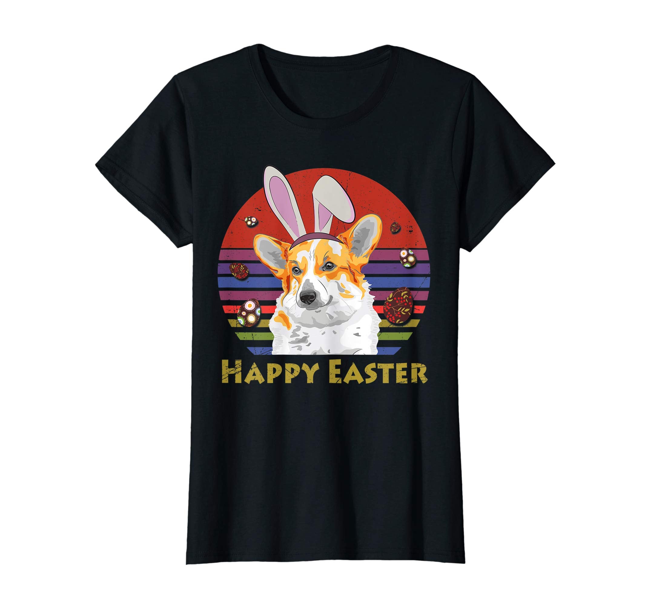 Welsh Corgi With Bunny Headband Happy Easter Tshirt Gifts