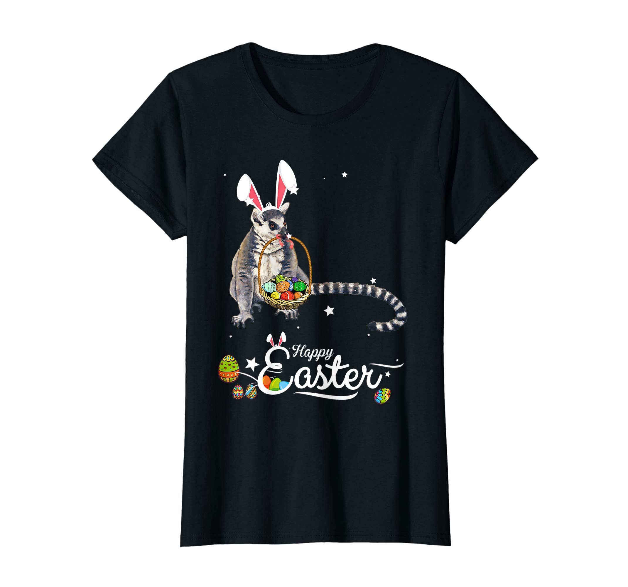 Cute Easter Lemur with Bunny Ears and Eggs T Shirt