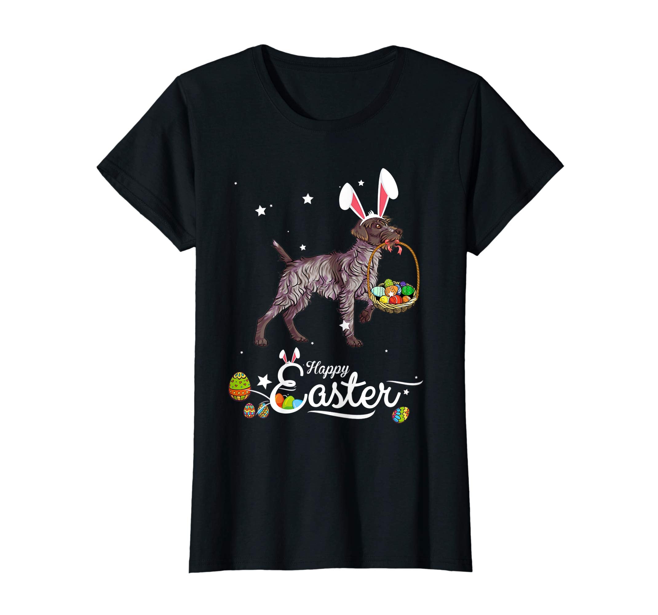 Wirehaired Pointing Griffon Dog With Bunny Hat Easter TShirt