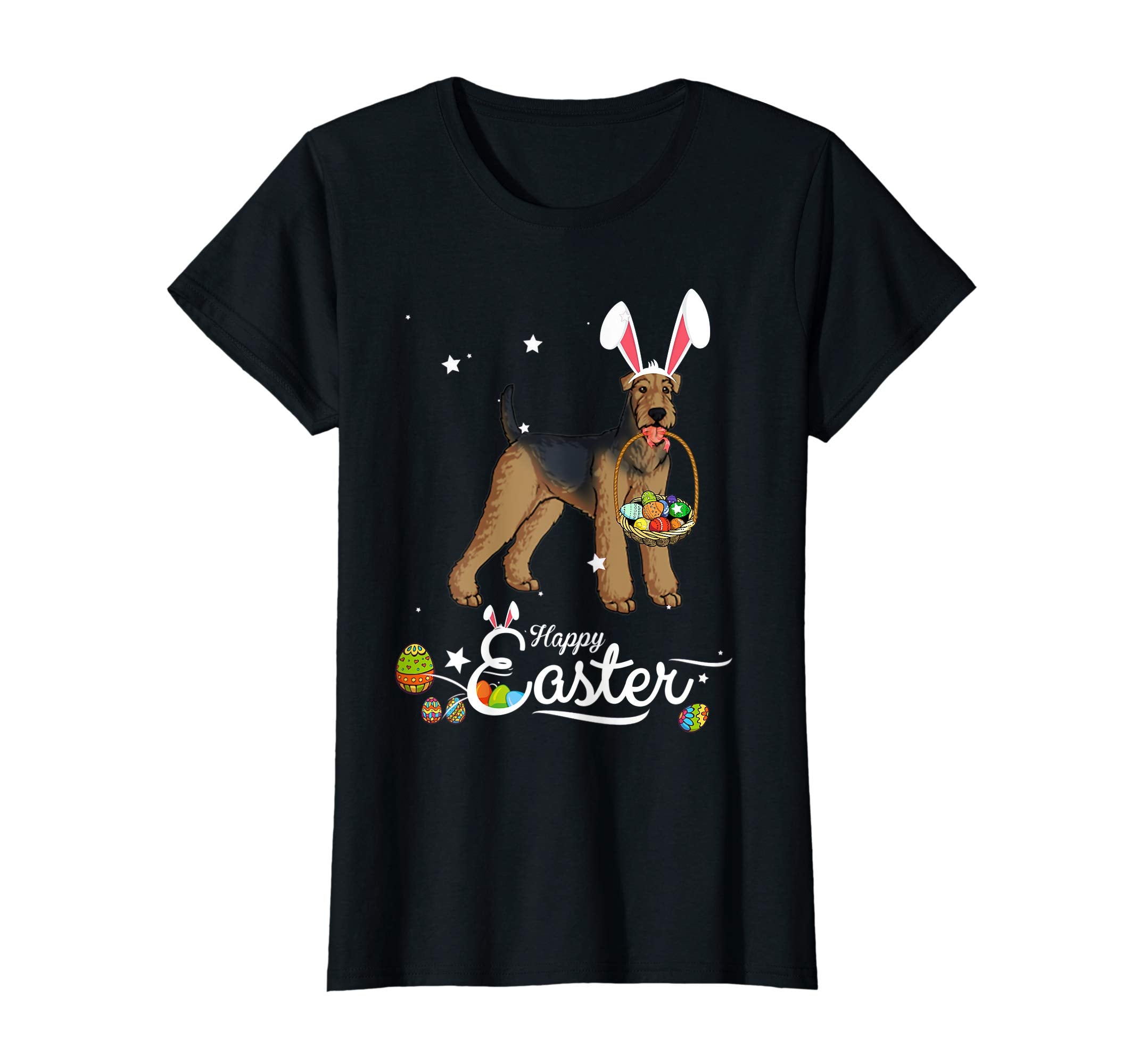 Airedale Terrier Dog With Bunny Hat Easter Costume T Shirt