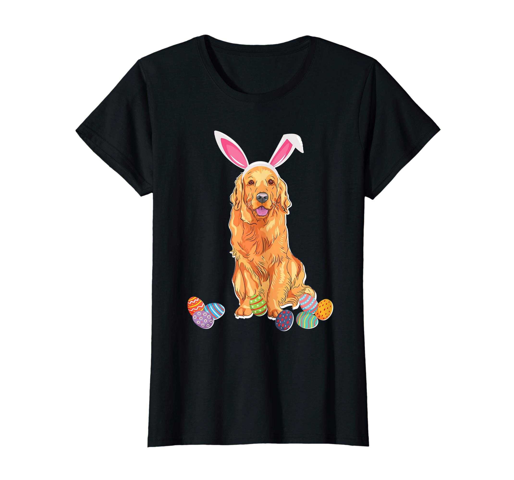 Golden Retriever Bunny Rabbit Hat Easter Eggs Happy Shirt