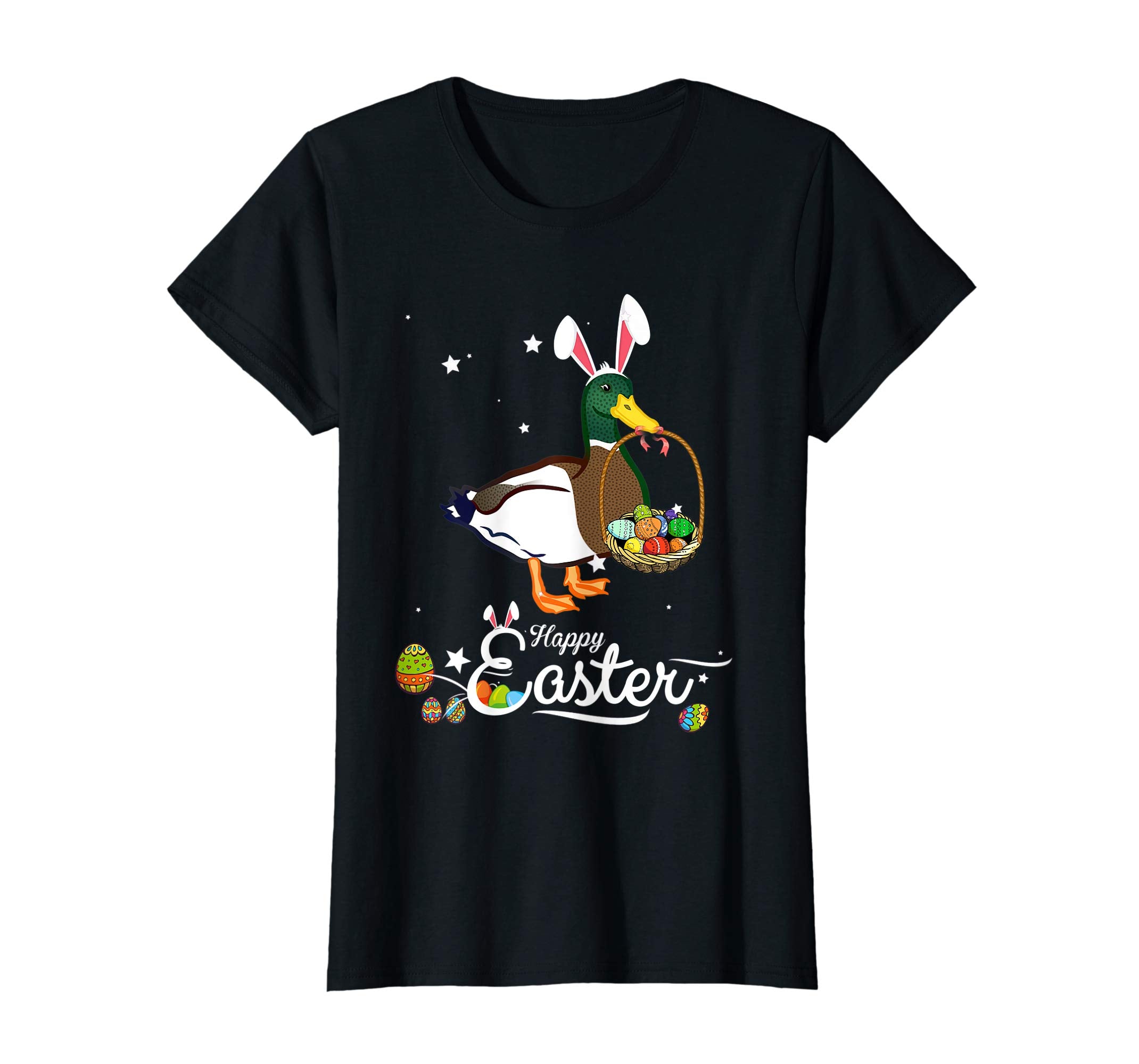 Cute Easter Duck with Bunny Ears and Eggs T Shirt