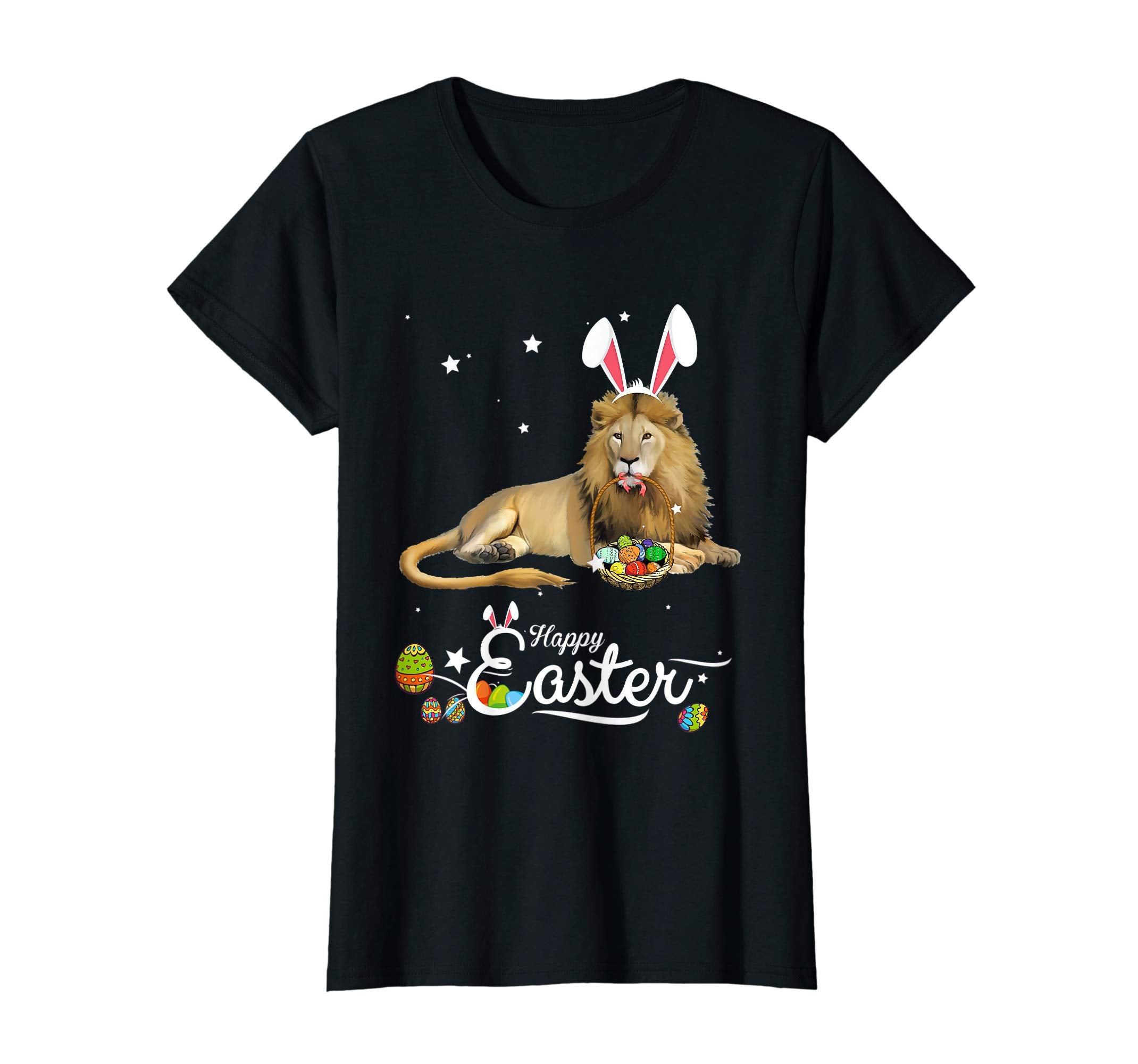 Cute Easter Lion with Bunny Ears and Eggs T Shirt