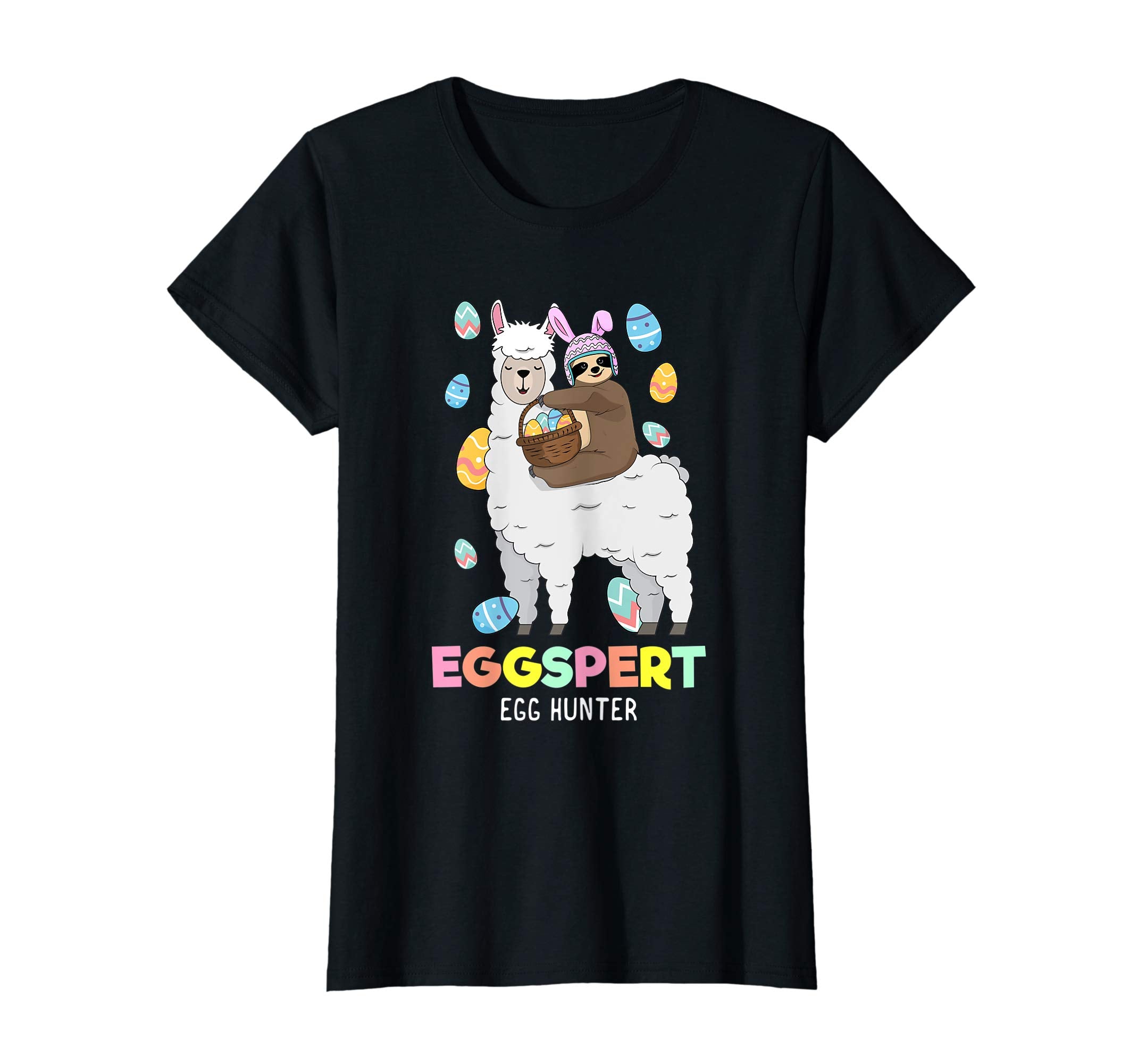 Sloth Riding Llama Eggspert Easter Egg Hunt T-Shirt Gift