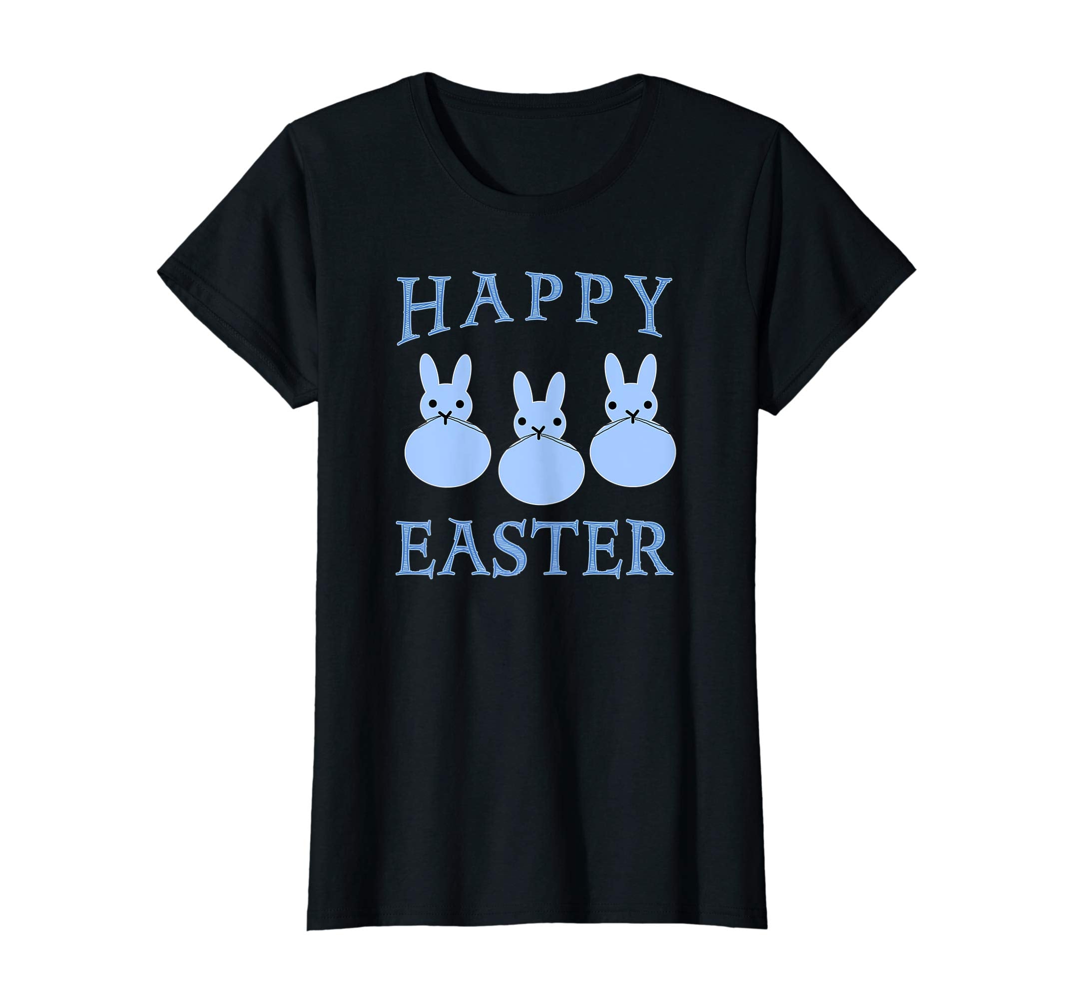 HAPPY EASTER T-shirt THREE BUNNIES BLUE