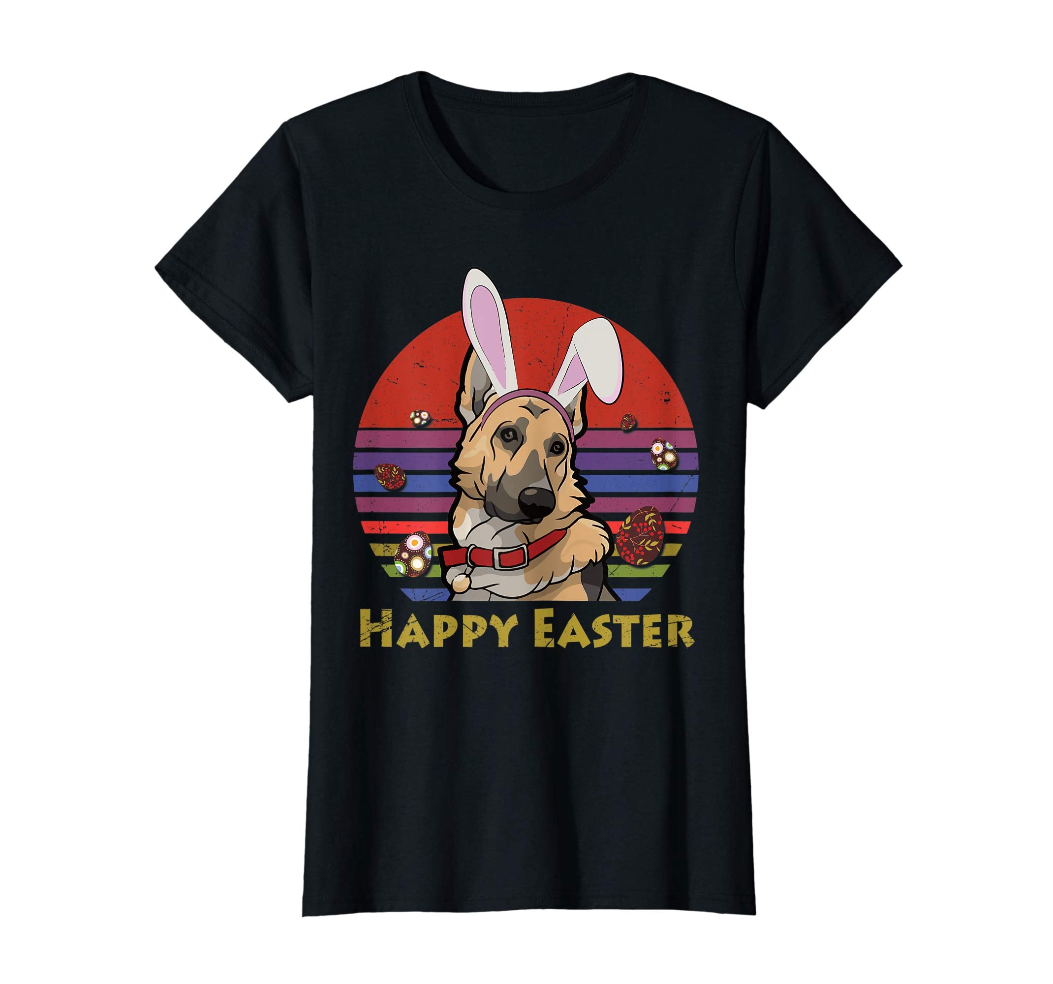 German Shepherd With Bunny Headband Happy Easter Tshirt Gift