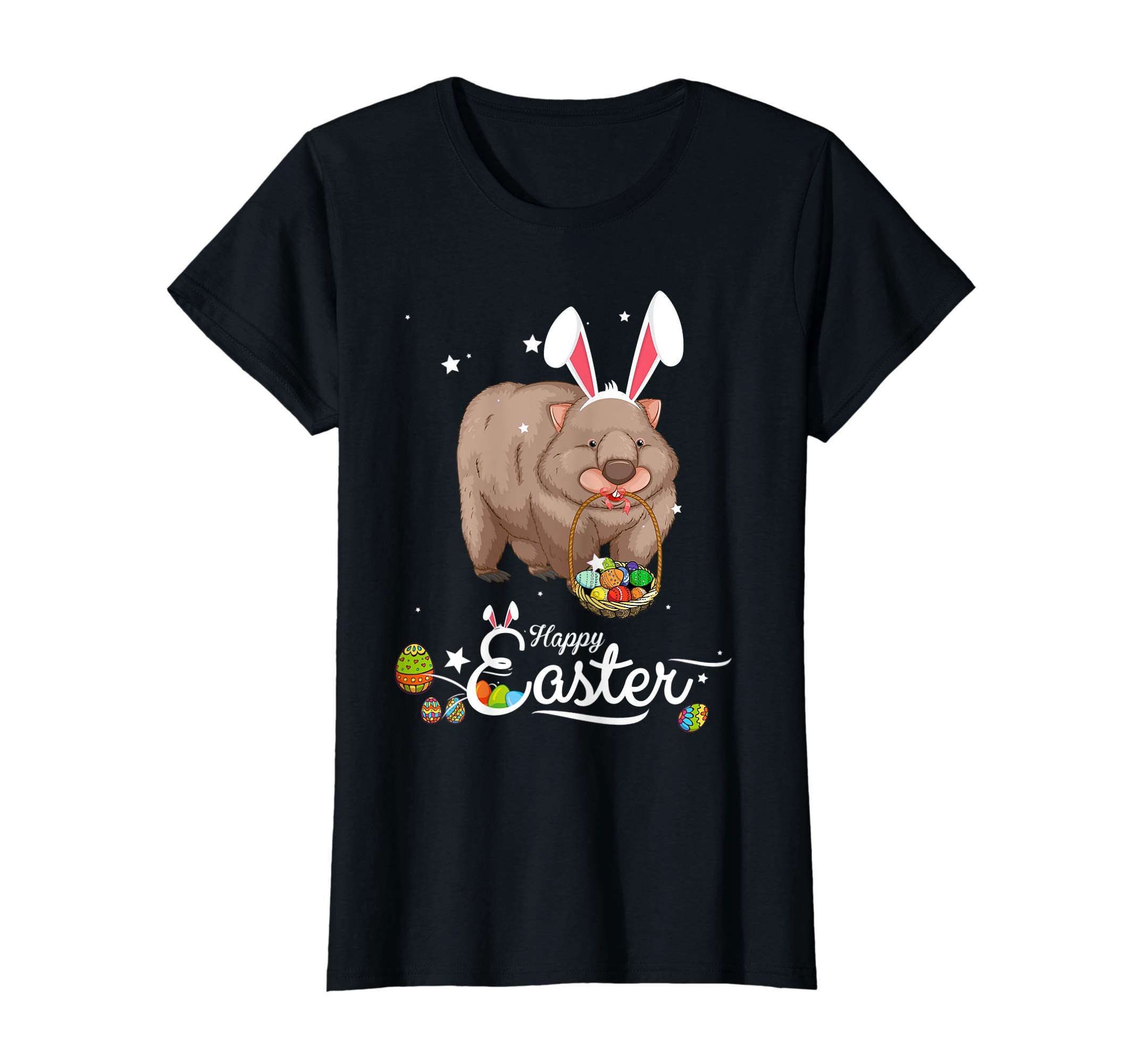 Cute Easter Wombat with Bunny Ears and Eggs T Shirt
