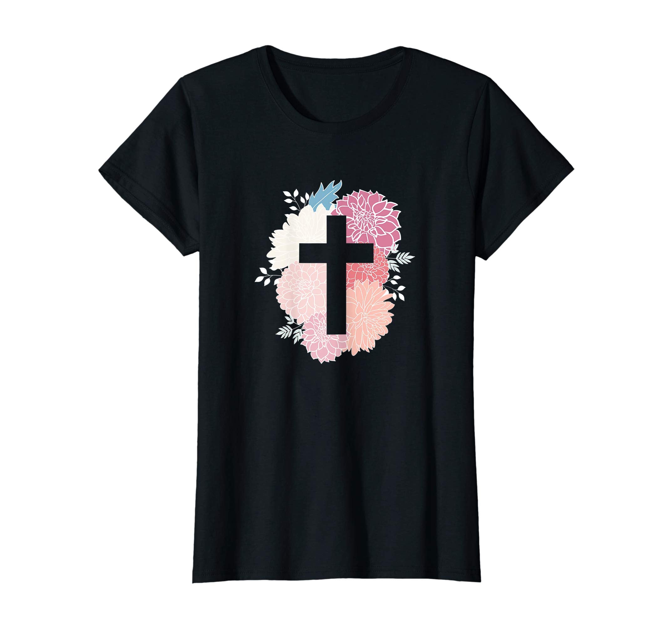 Floral Flower Cross Easter Faith T-Shirt Christian