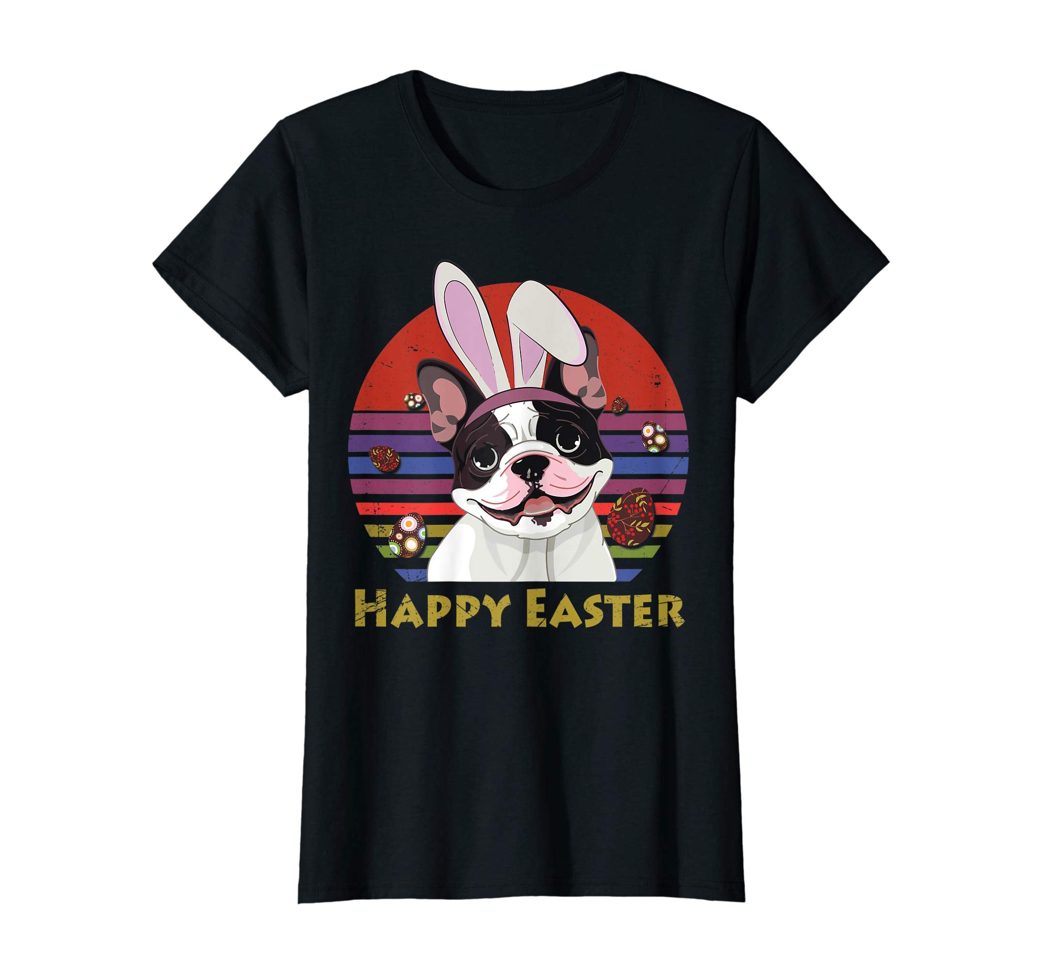 French Bulldog With Bunny Headband Happy Easter Tshirt Gifts