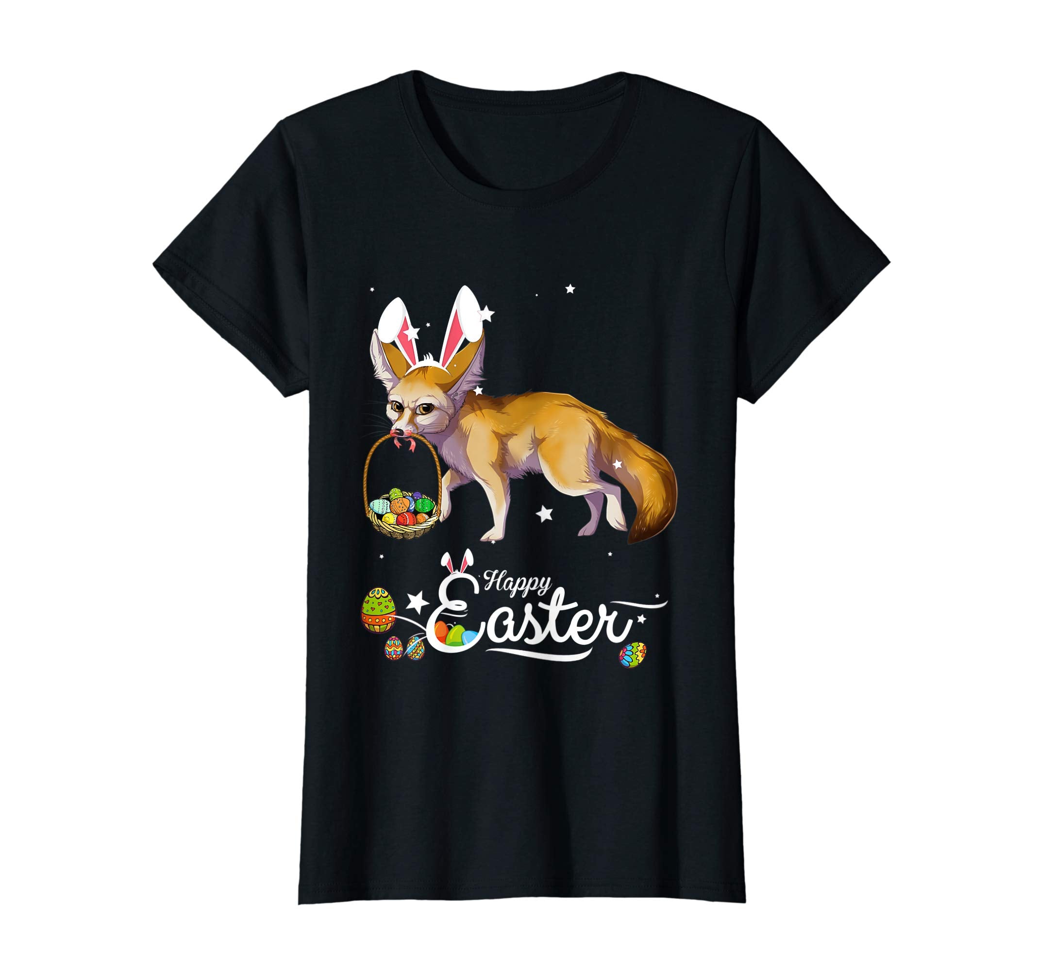 Cute Easter Fox with Bunny Ears and Eggs T Shirt
