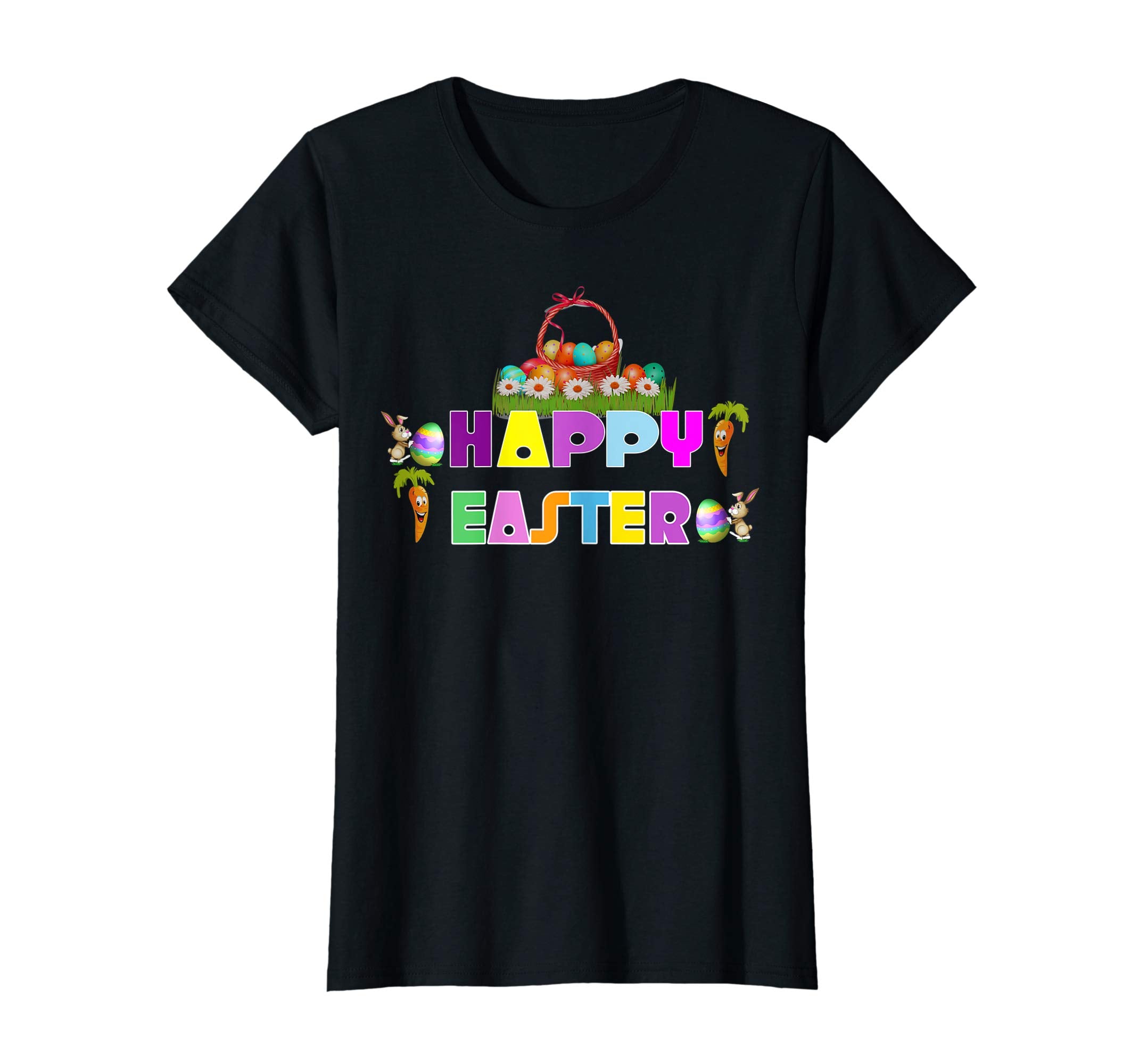 Happy Easter Shirt Eggs Basket Kids Girls Boy T-Shirts Gift