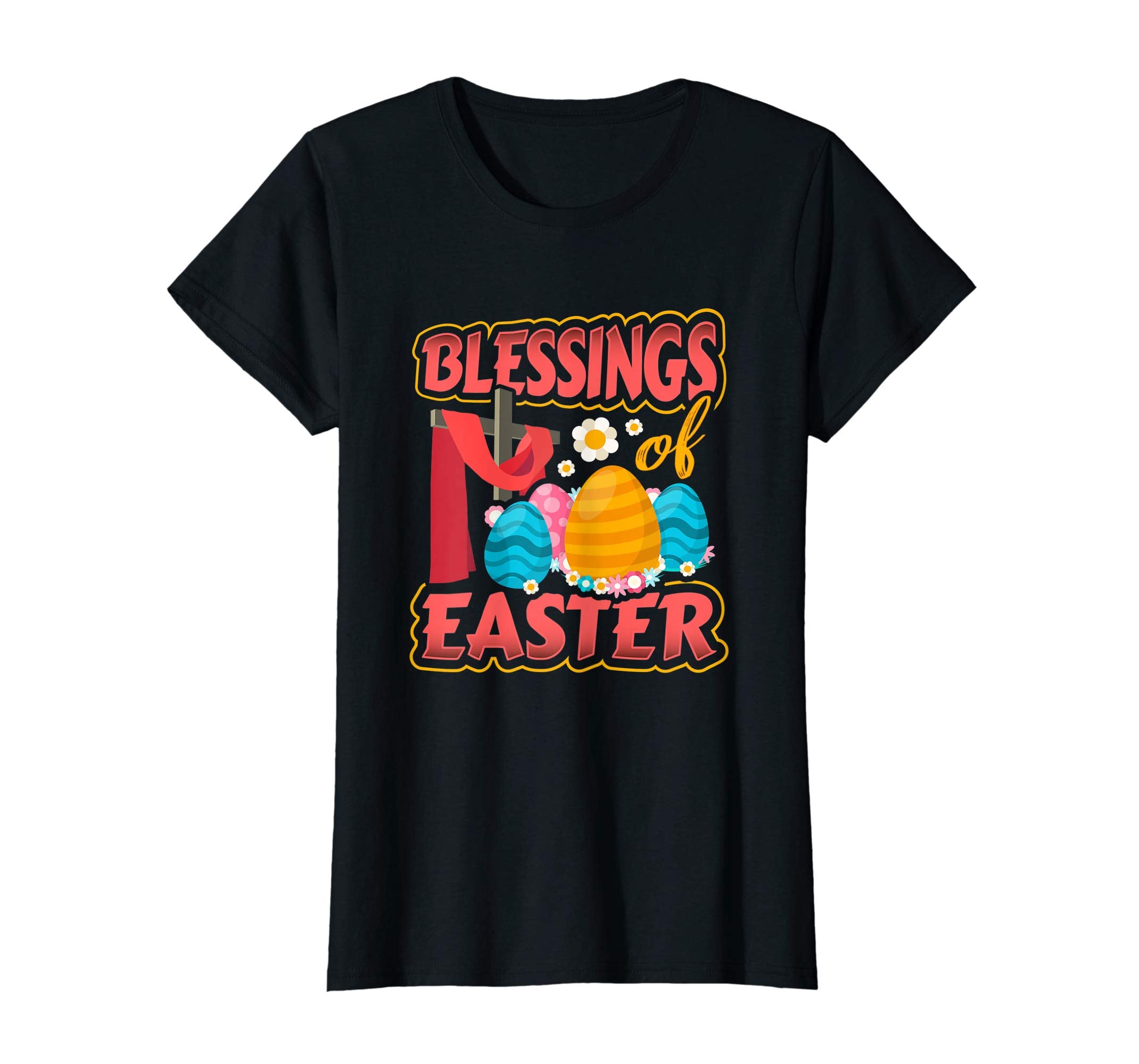 Womens Blessing of Easter Jesus Cross Eggs Spring T-Shirt