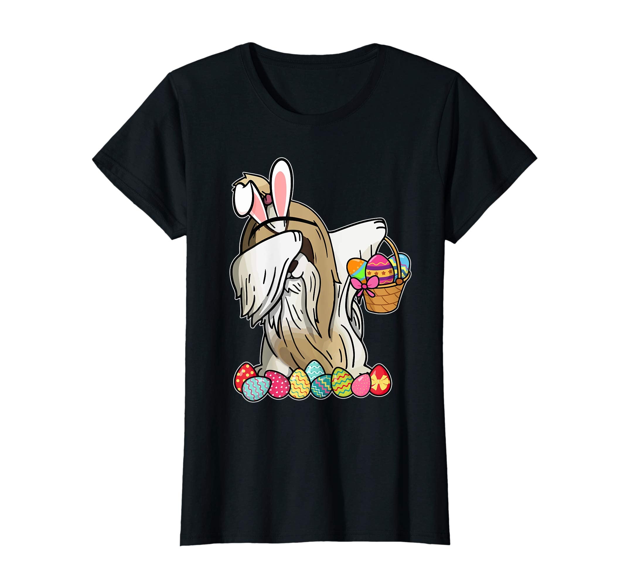 Shih Tzu Dab Dabbing Dressed Easter Bunny Egg Basket T-Shirt