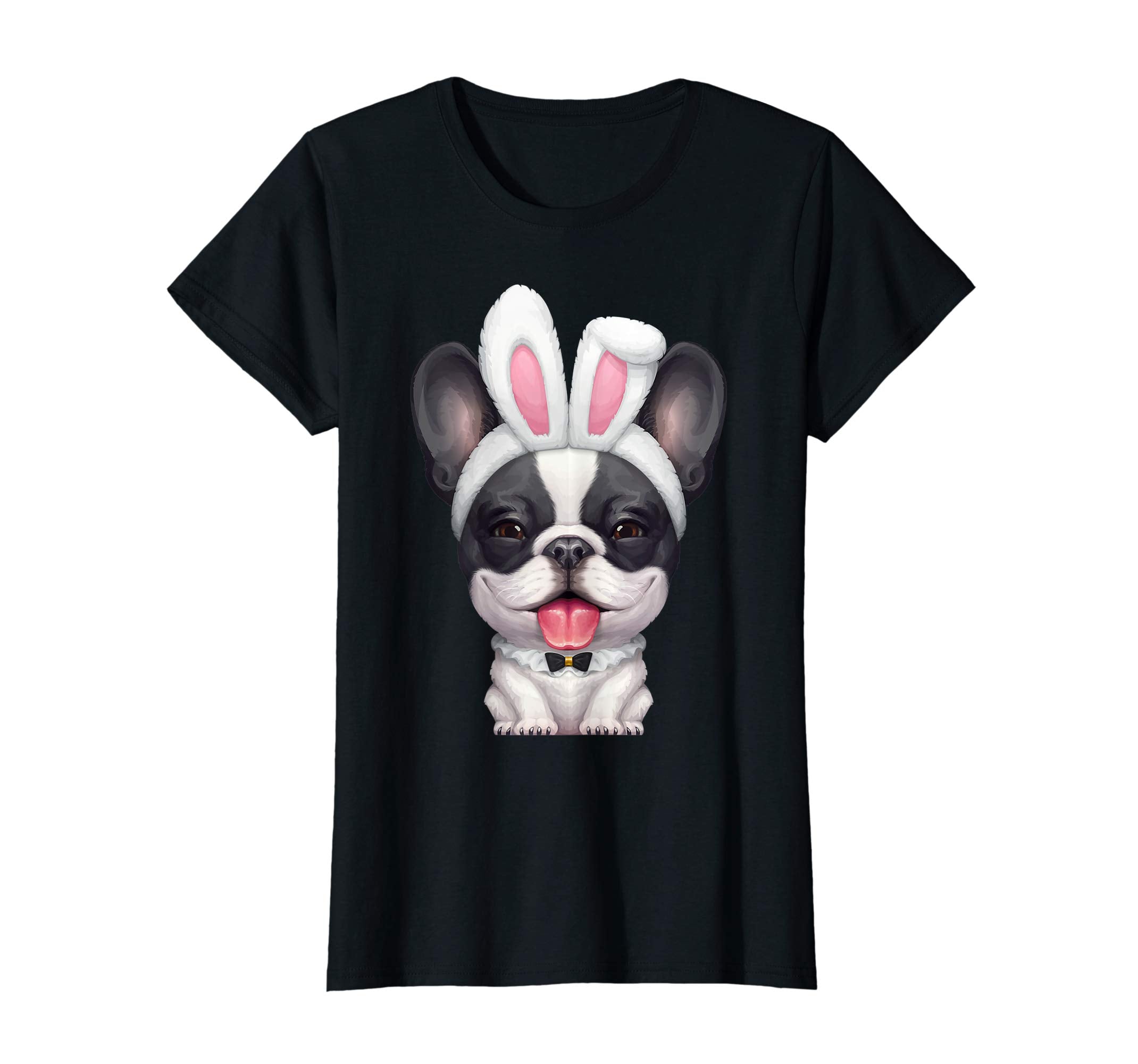 Black &amp; White French Bulldog in Easter Bunny Costume T-Shirt